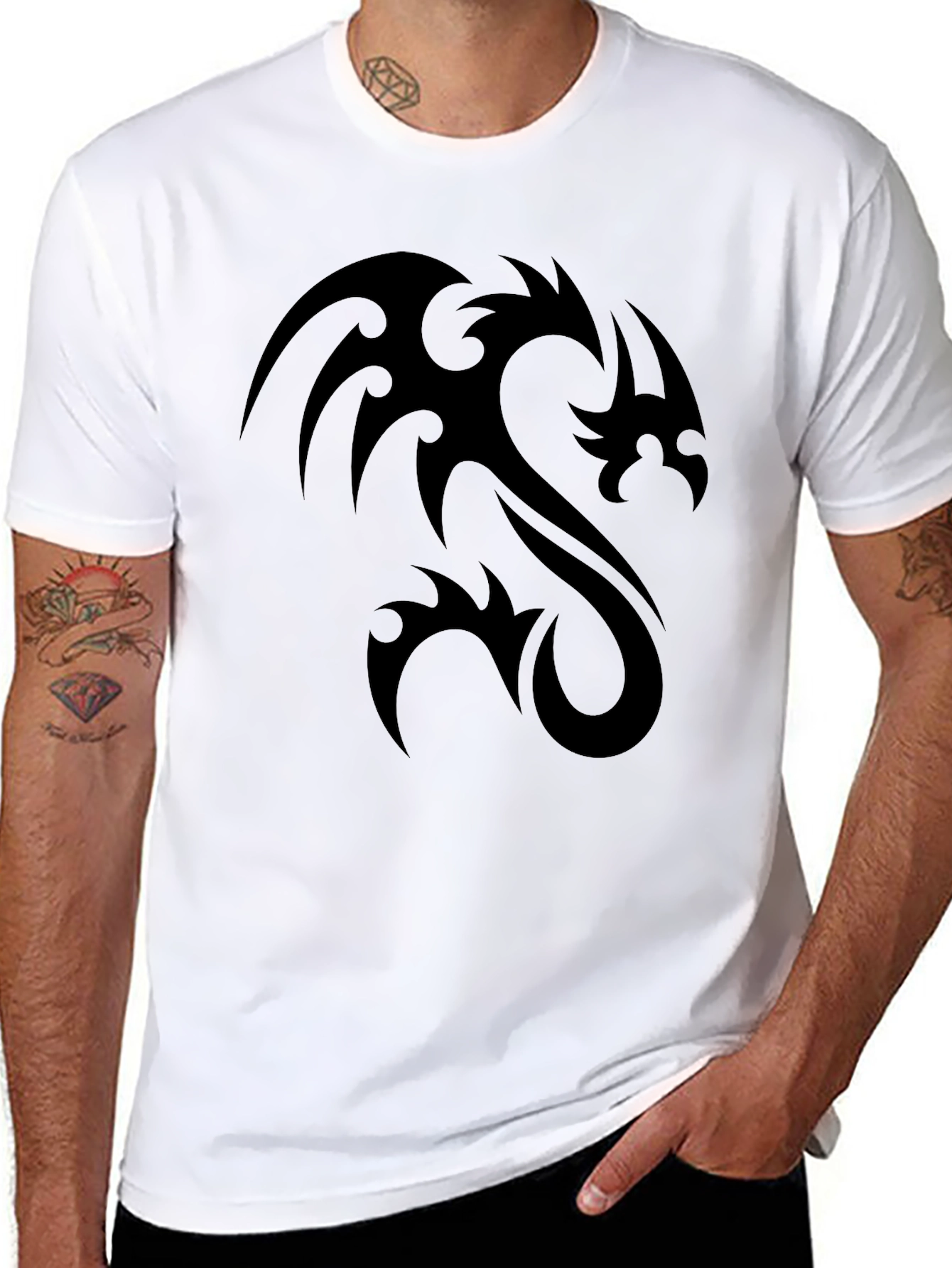 Tribal Dragon Graphic Black T-Shirt