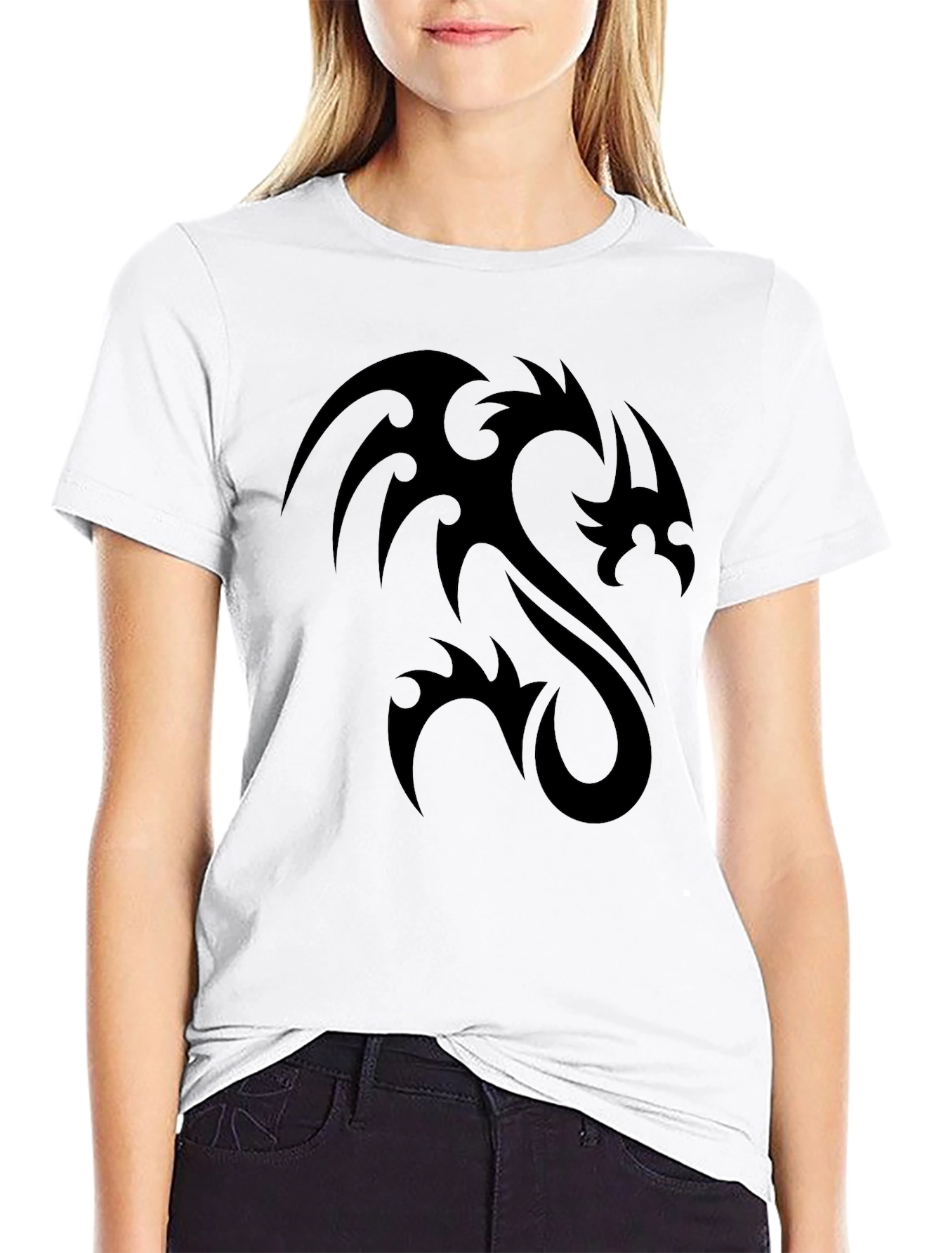 Tribal Dragon Graphic Black T-Shirt