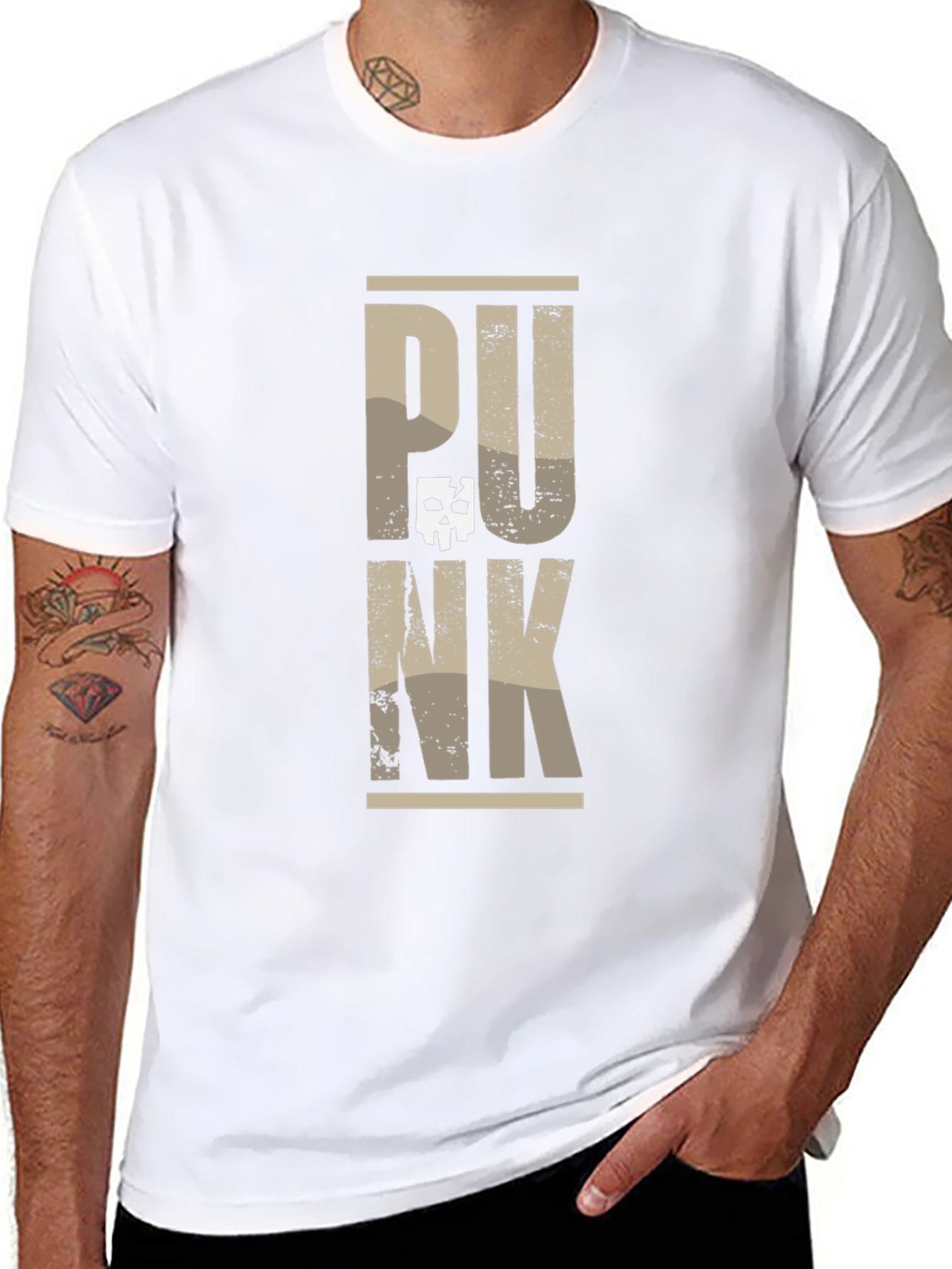 Punk Graphic Tee - Skull Accented Print