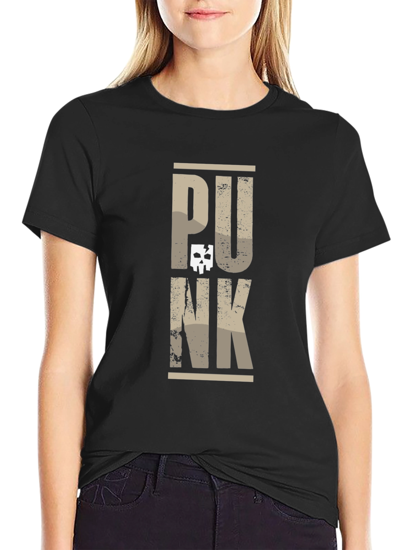 Punk Graphic Tee - Skull Accented Print