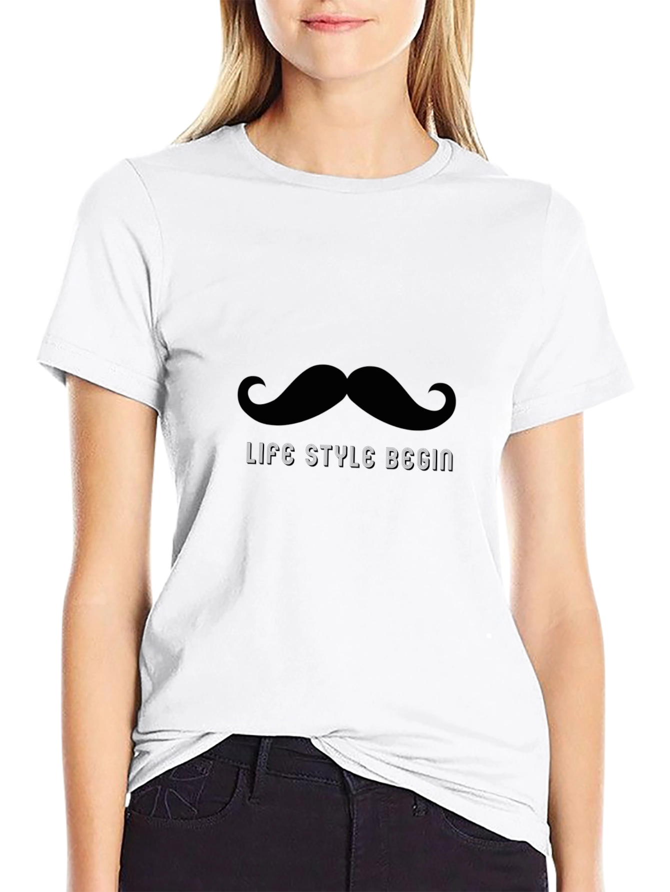 Mens Black Mustache Life Style T-Shirt