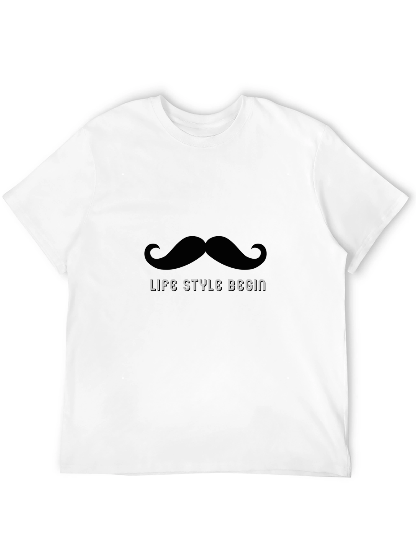 Mens Black Mustache Life Style T-Shirt