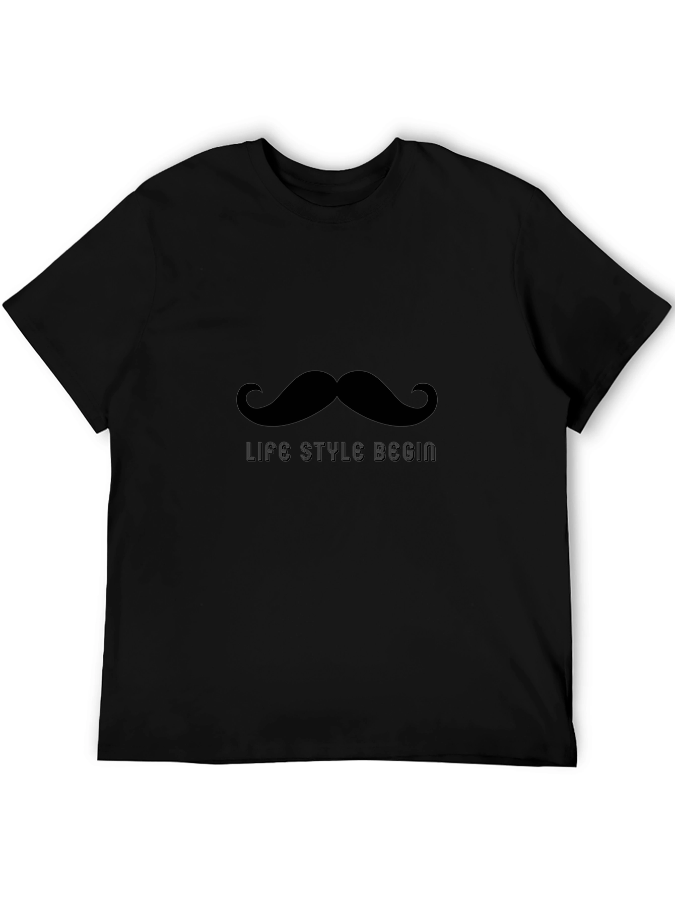 Mens Black Mustache Life Style T-Shirt