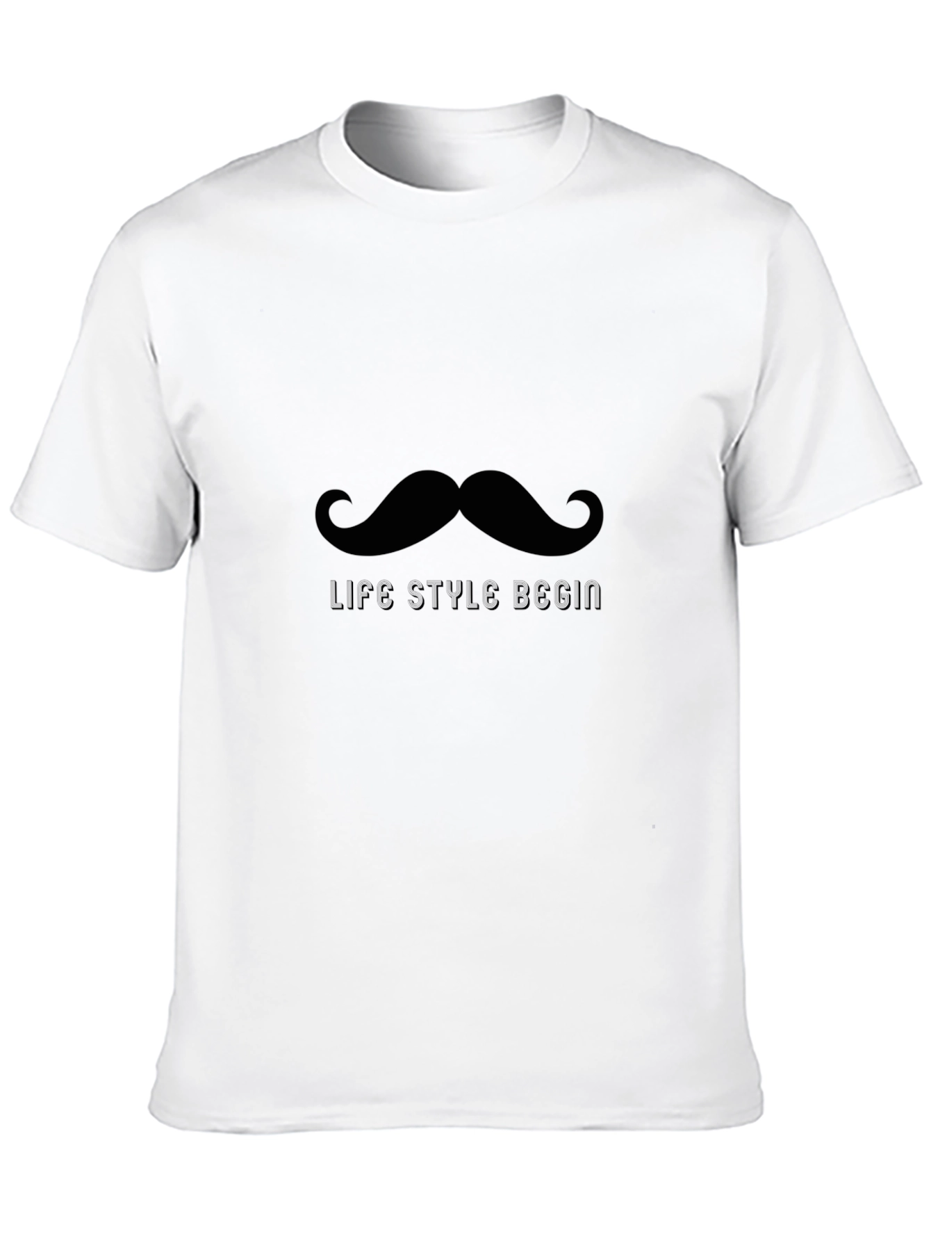 Mens Black Mustache Life Style T-Shirt