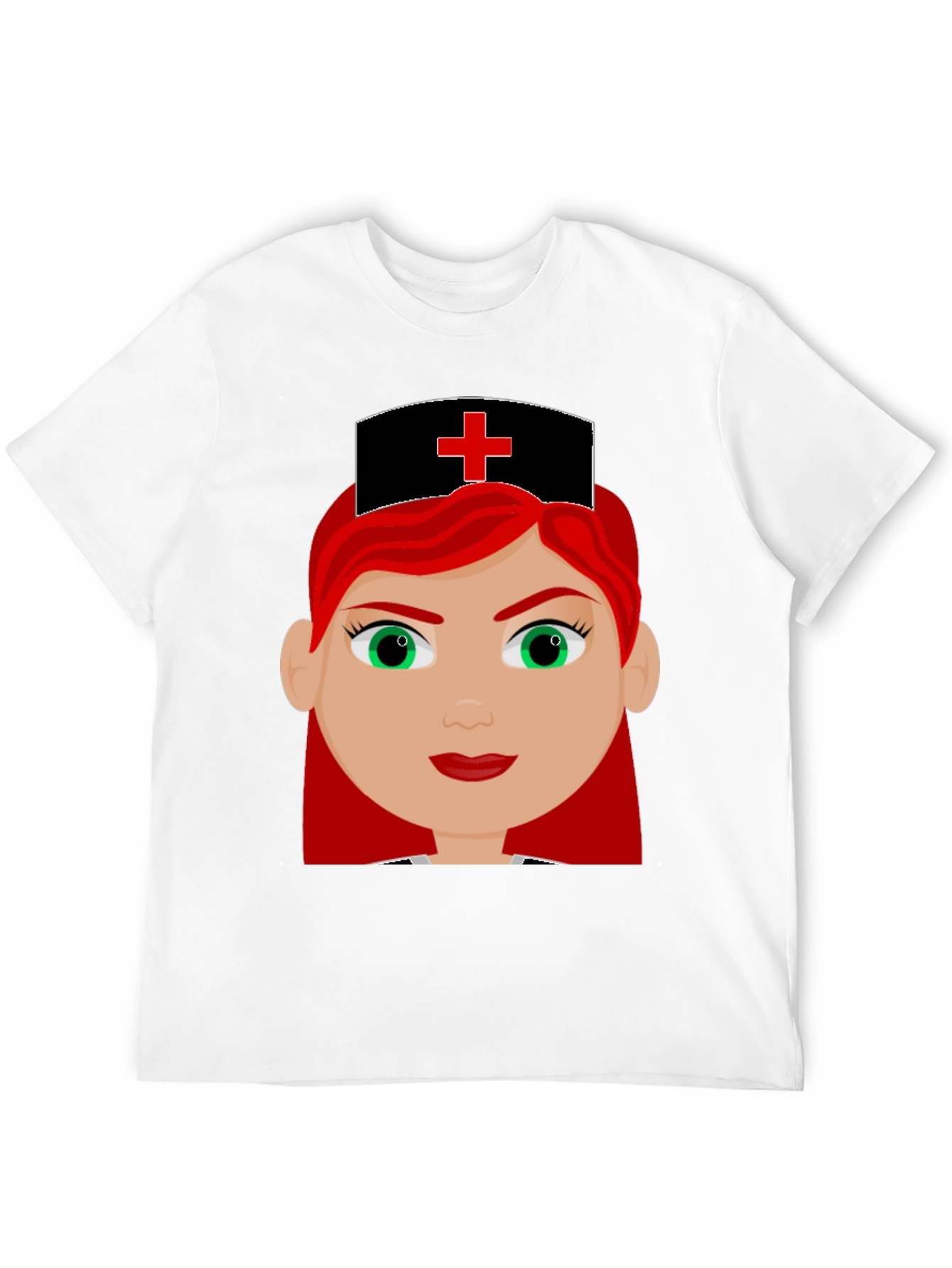 Cartoon Nurse Graphic Tee - Unisex Black T-Shirt
