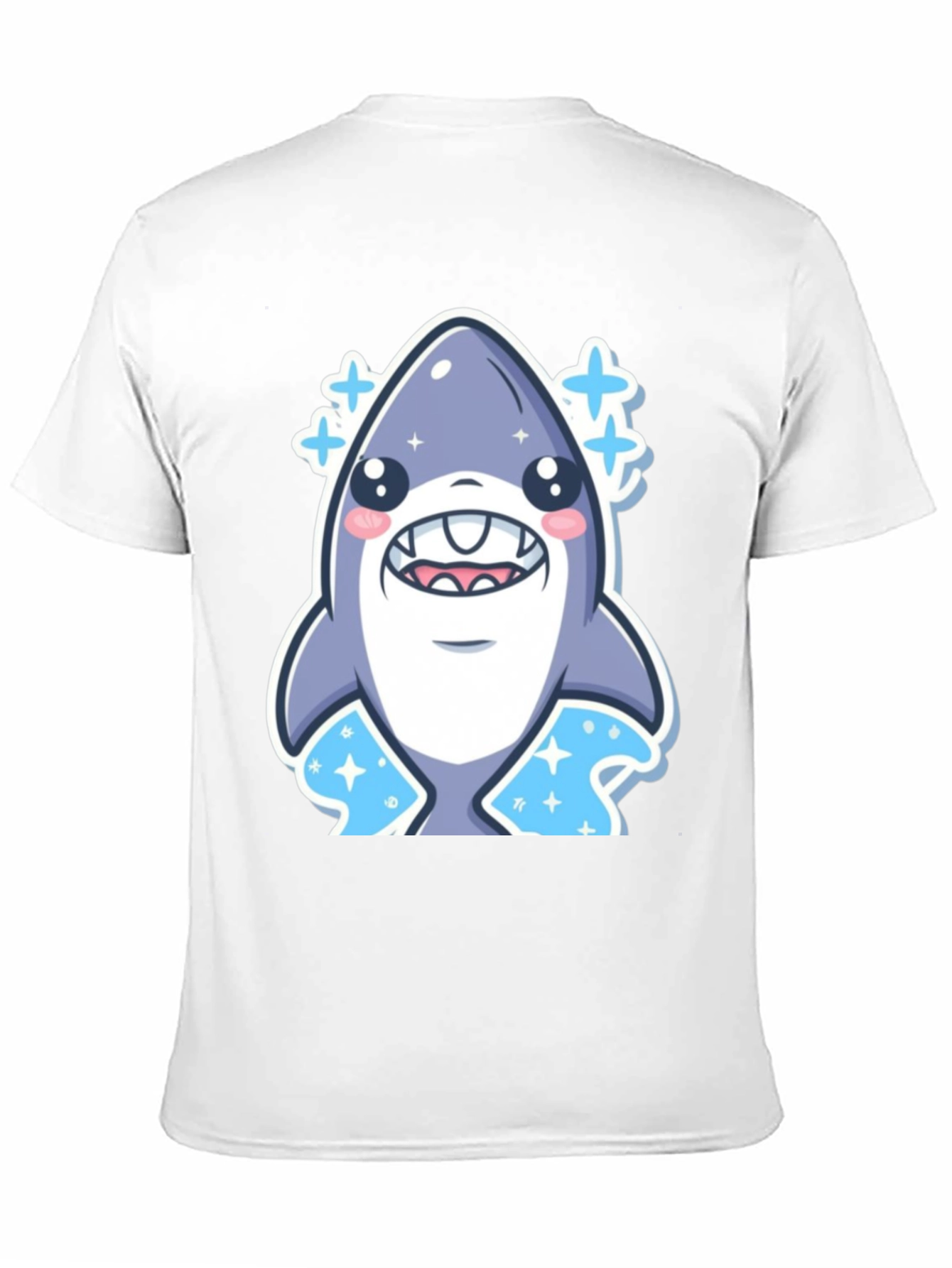 Cute Shark Graphic Tee - Black Cotton T-Shirt