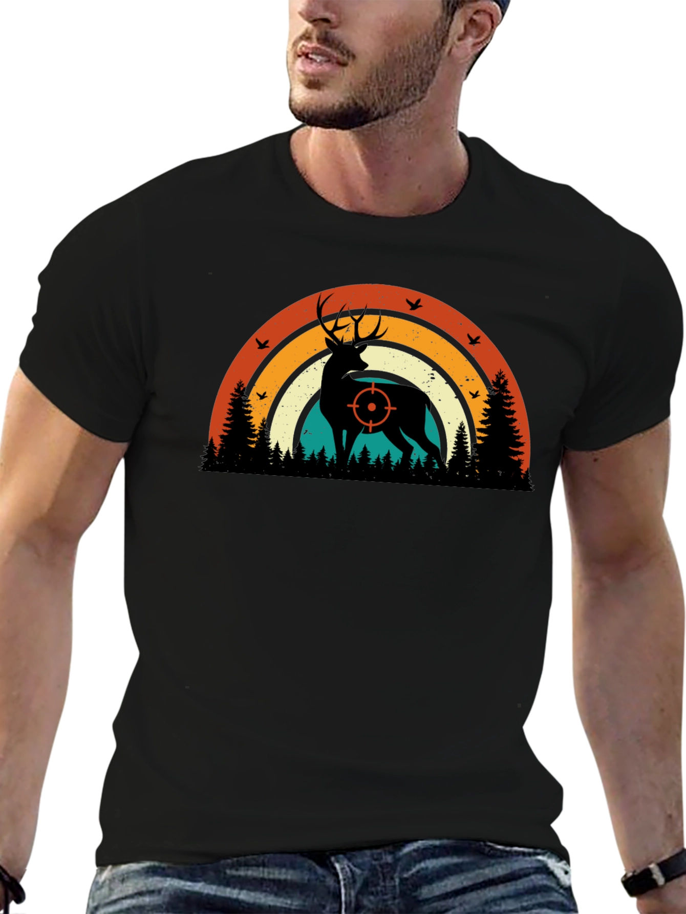 Retro Deer Hunting T-Shirt - Target Silhouette