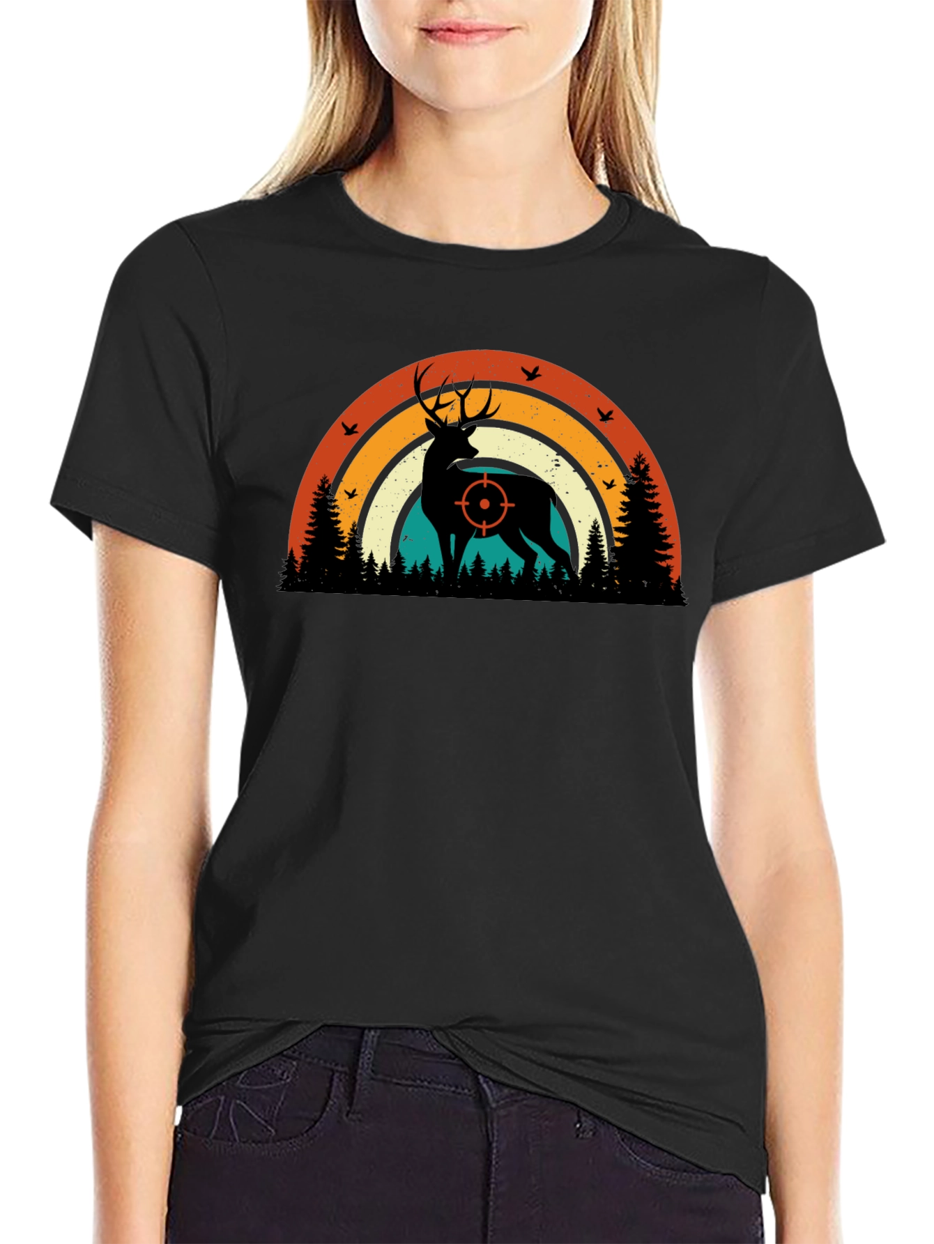 Retro Deer Hunting T-Shirt - Target Silhouette