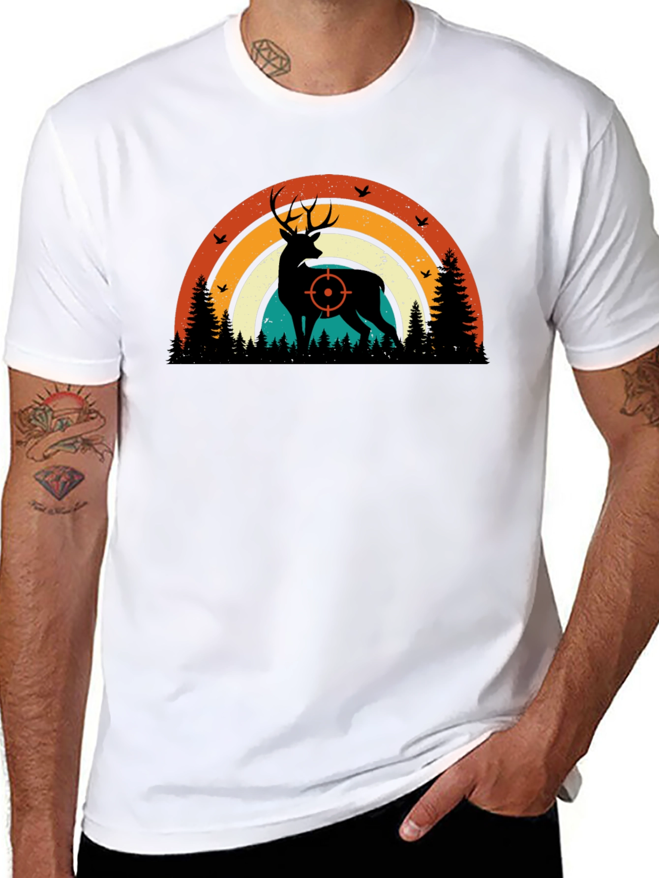 Retro Deer Hunting T-Shirt - Target Silhouette