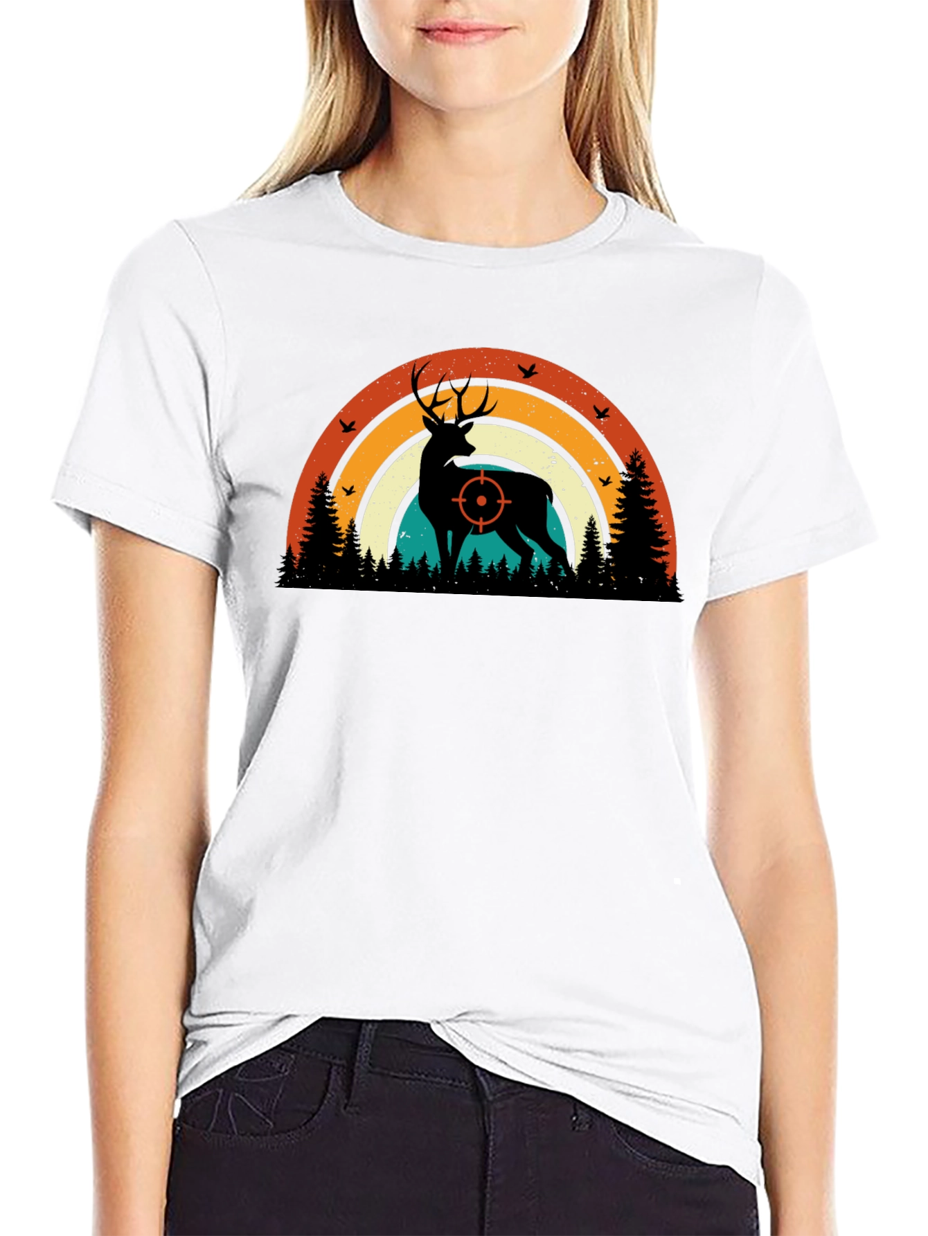 Retro Deer Hunting T-Shirt - Target Silhouette