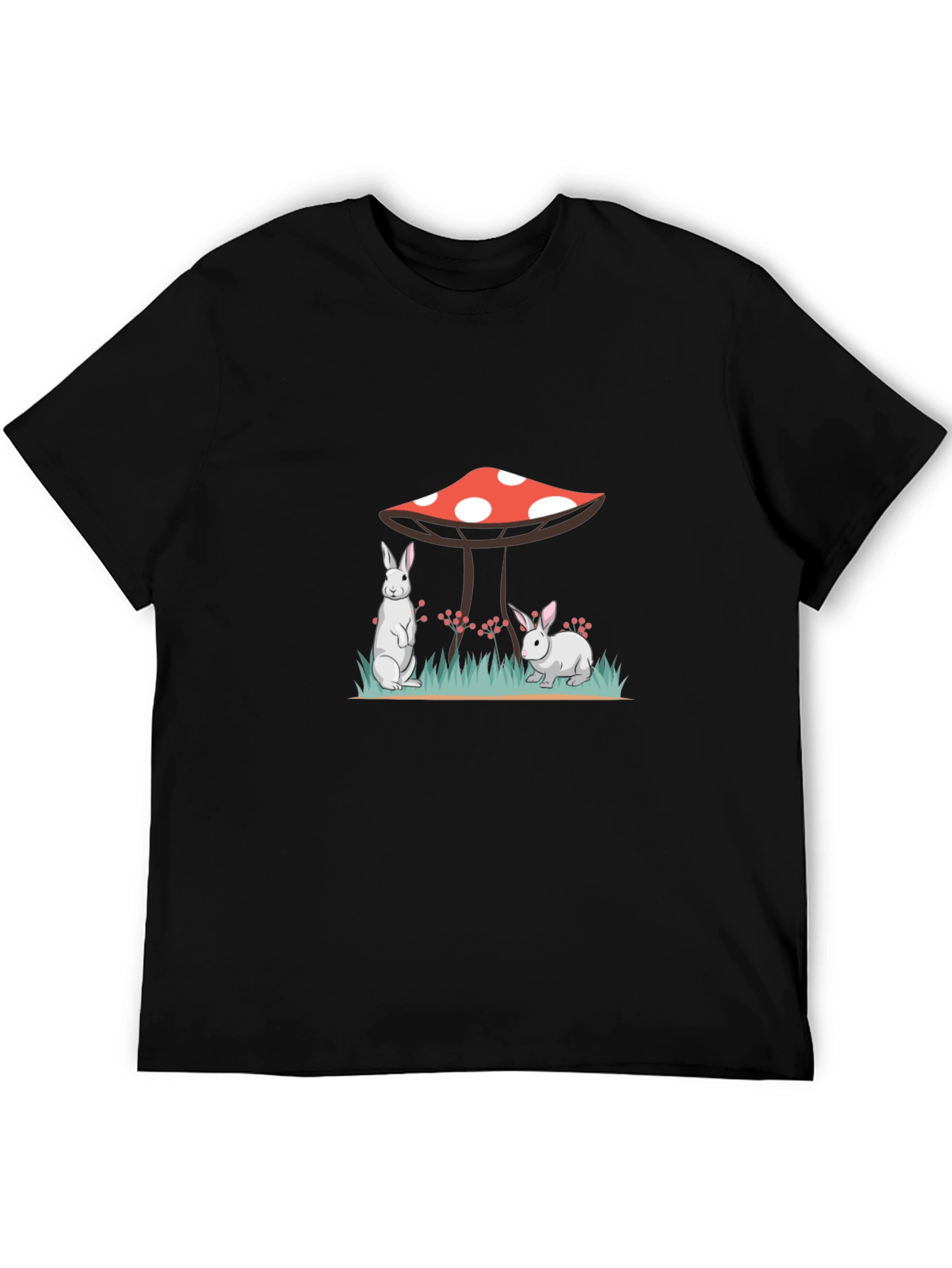 Black Rabbit & Mushroom Graphic Tee