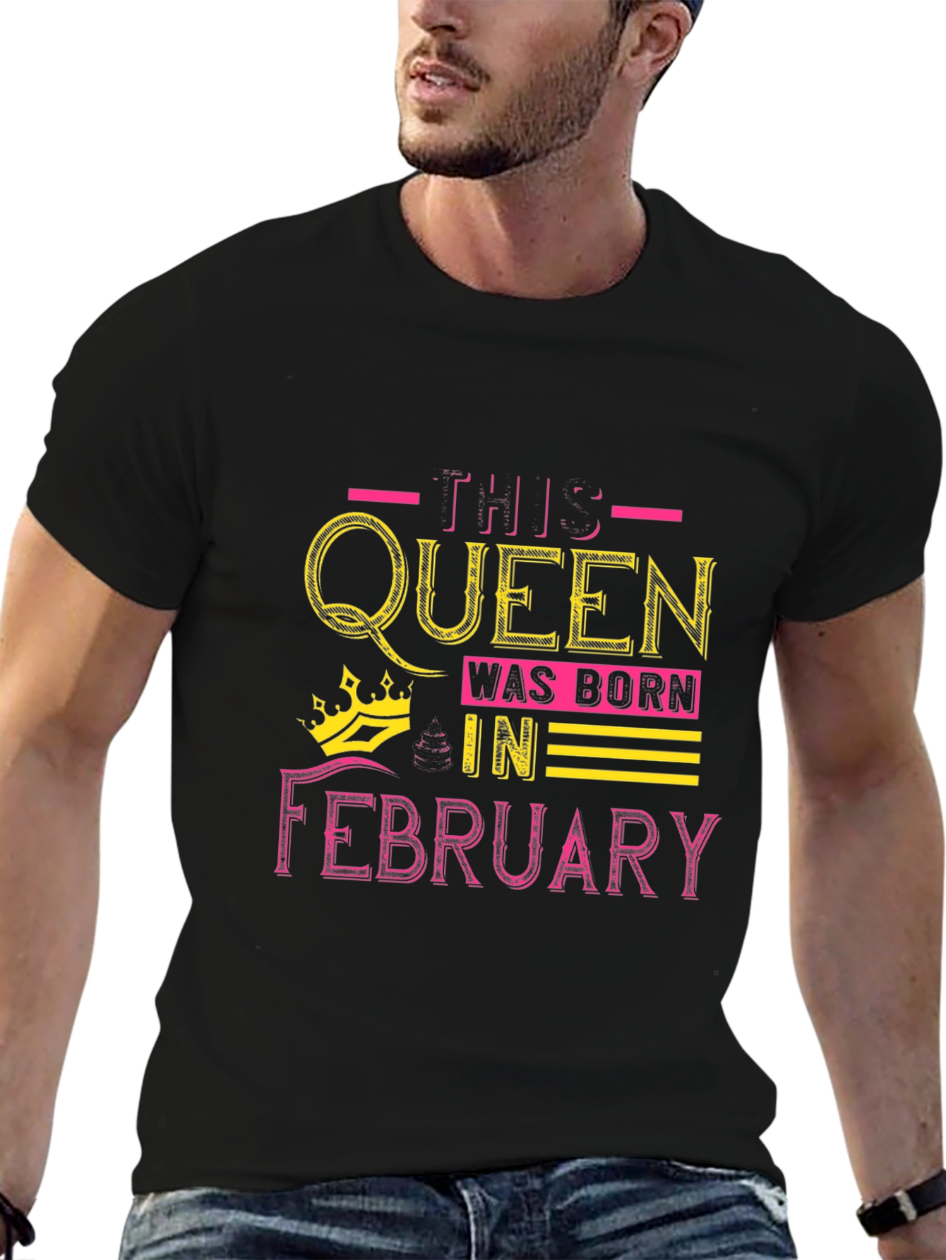 Queen Born in February Black T-Shirt