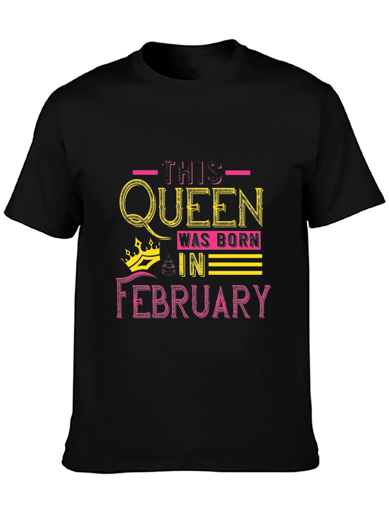 Queen Born in February Black T-Shirt