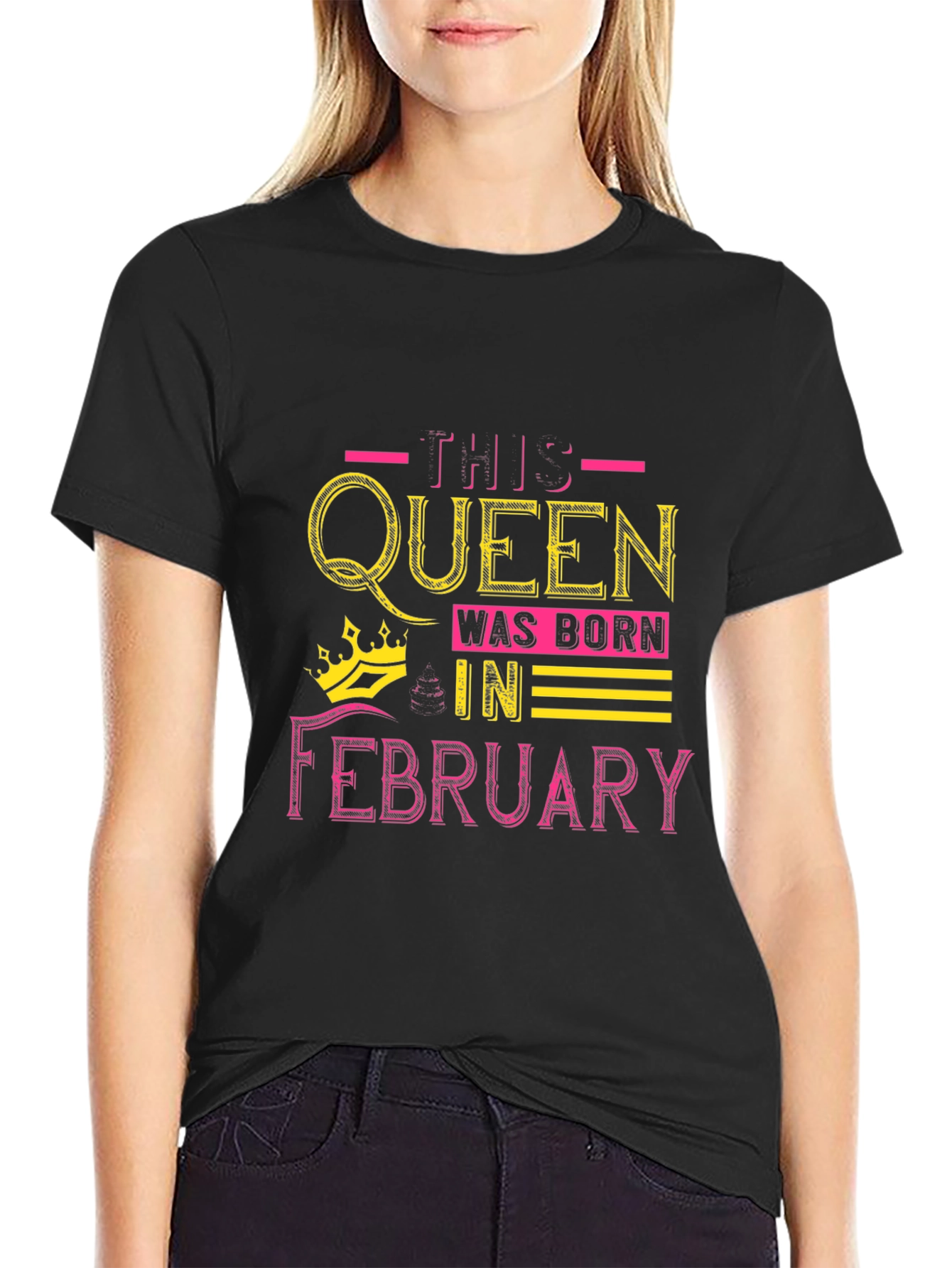 Queen Born in February Black T-Shirt
