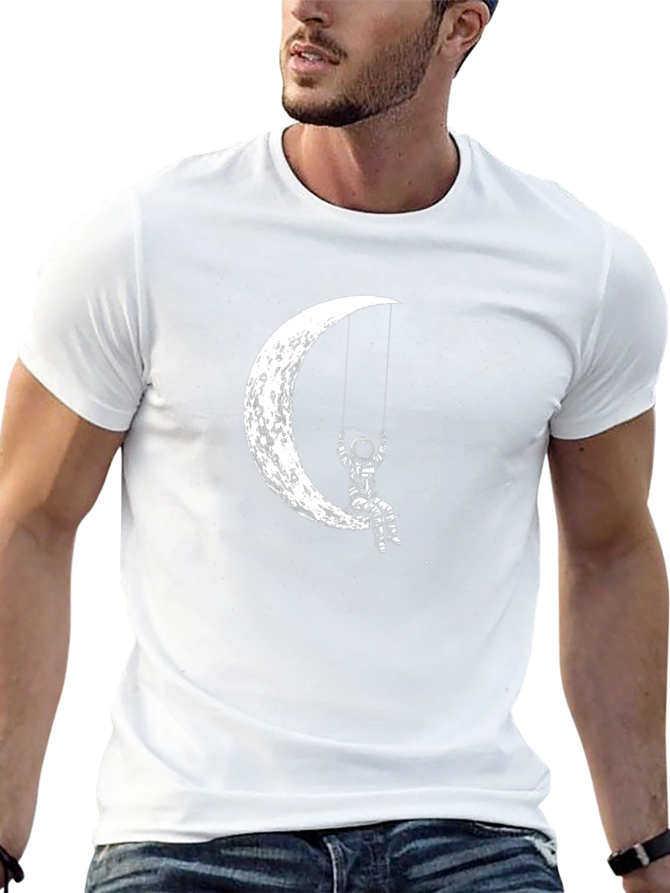 Astronaut Moon Swing Graphic Tee - Black