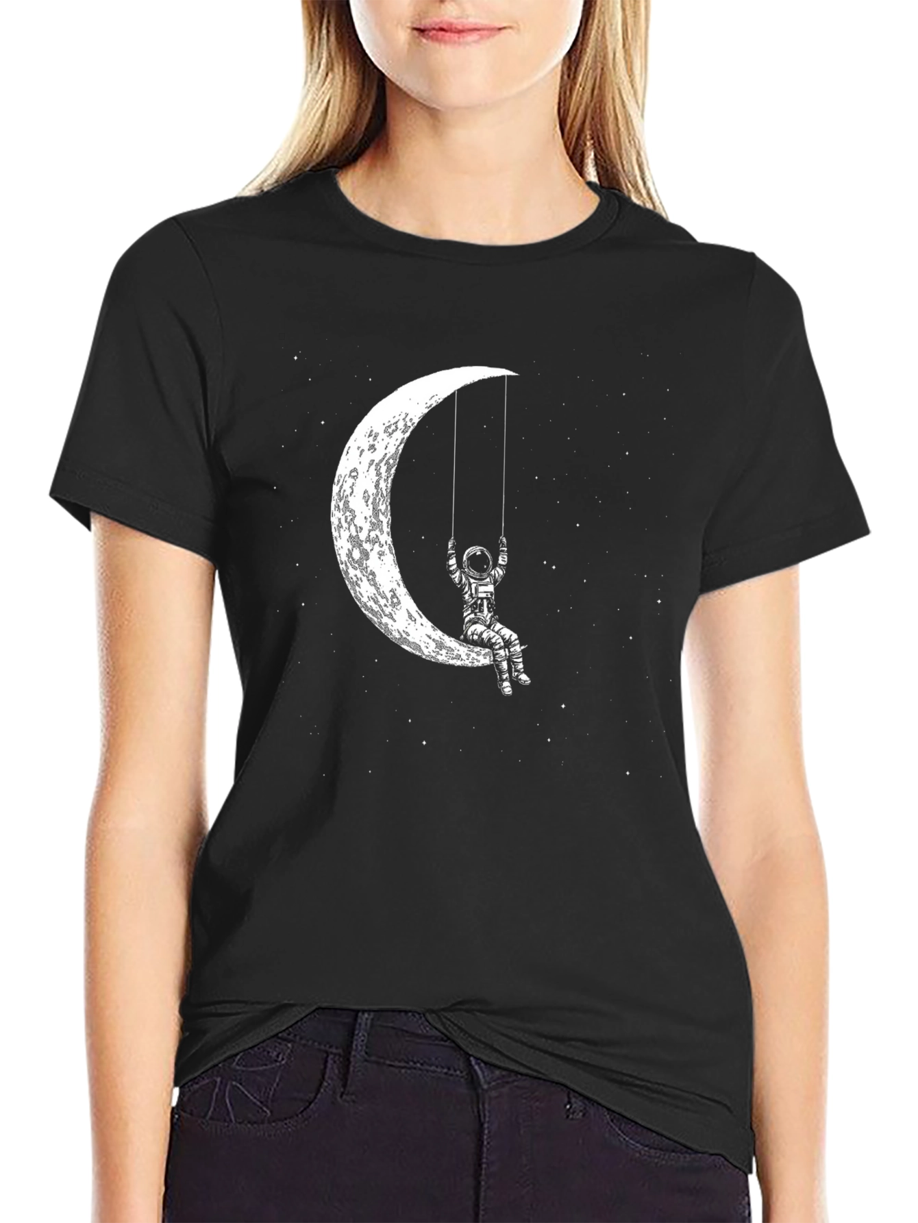 Astronaut Moon Swing Graphic Tee - Black