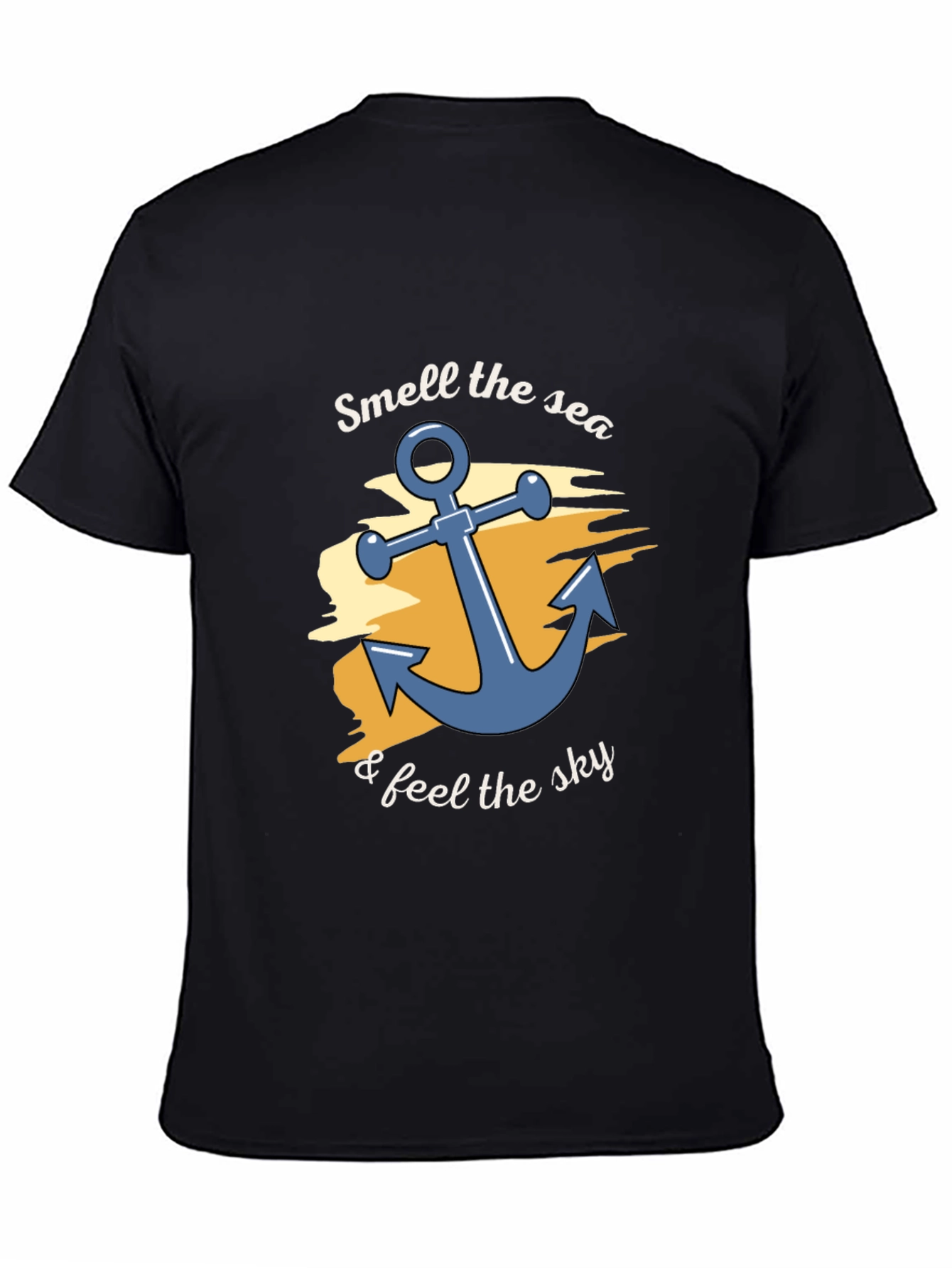 Smell the Sea Black Cotton Graphic T-Shirt