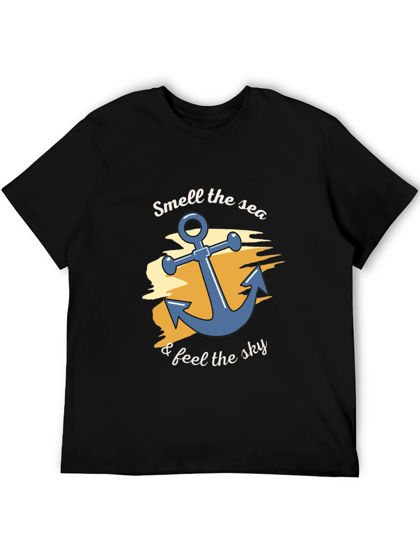 Smell the Sea Black Cotton Graphic T-Shirt