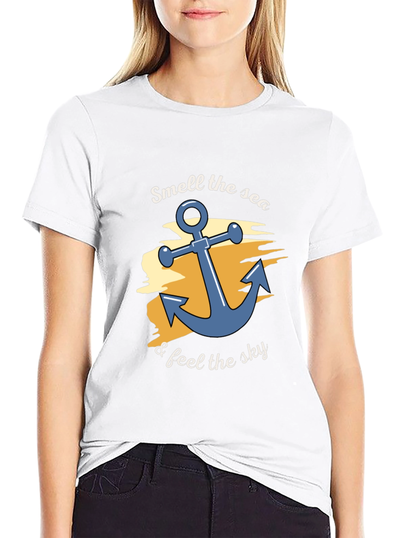 Smell the Sea Black Cotton Graphic T-Shirt