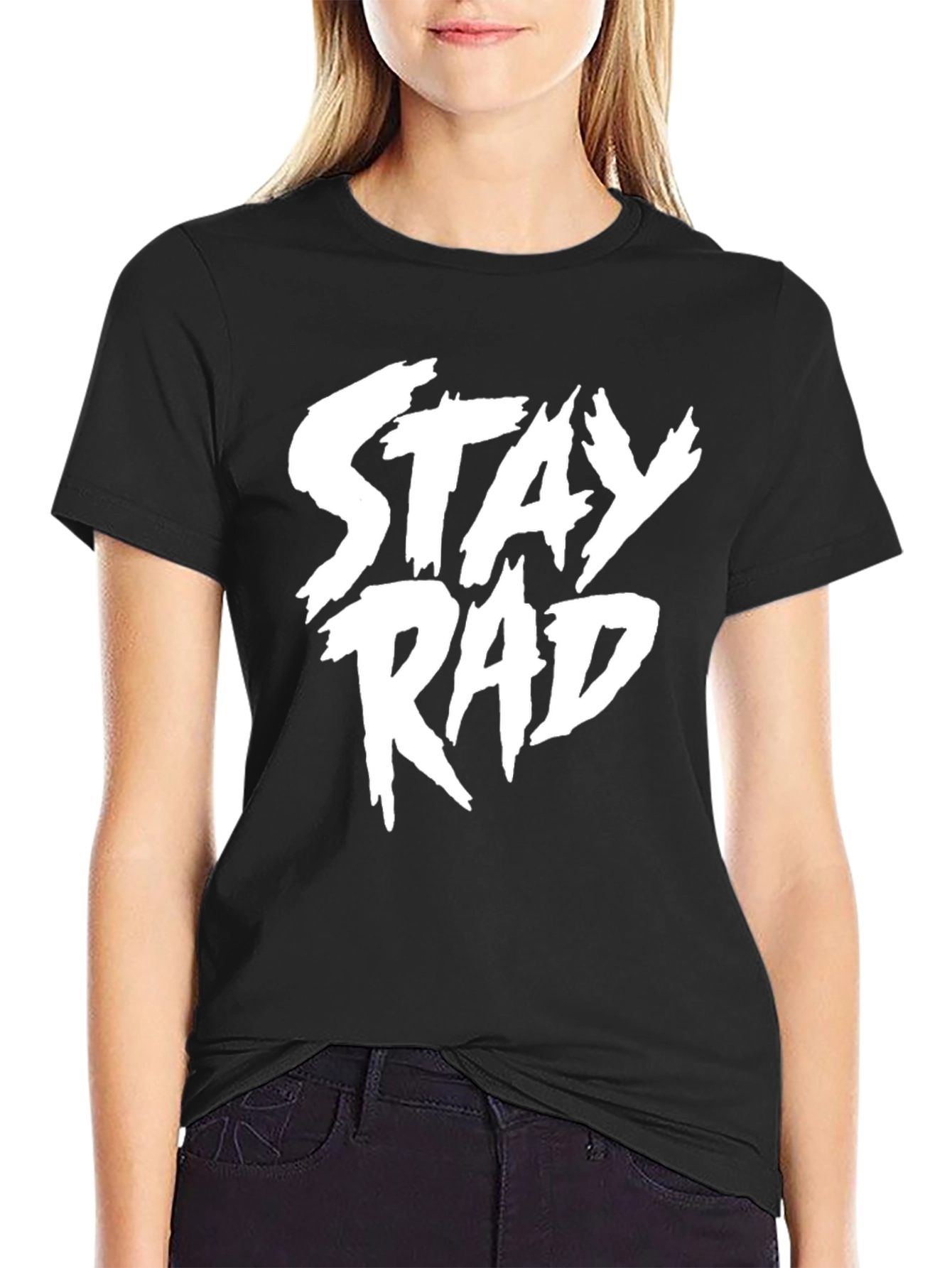 Stay Rad Graphic Tee - Black Cotton T-Shirt