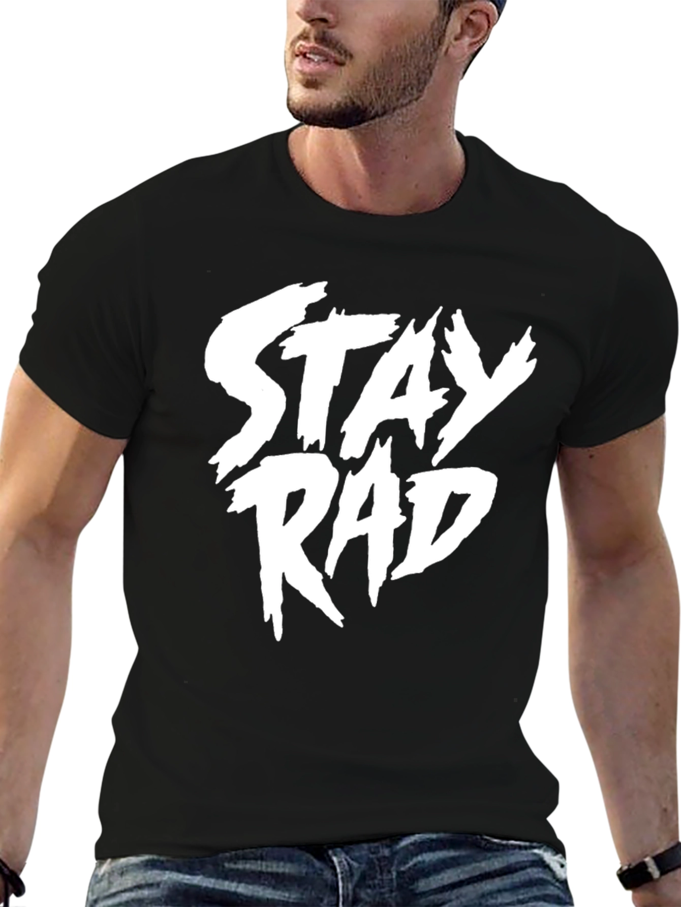 Stay Rad Graphic Tee - Black Cotton T-Shirt