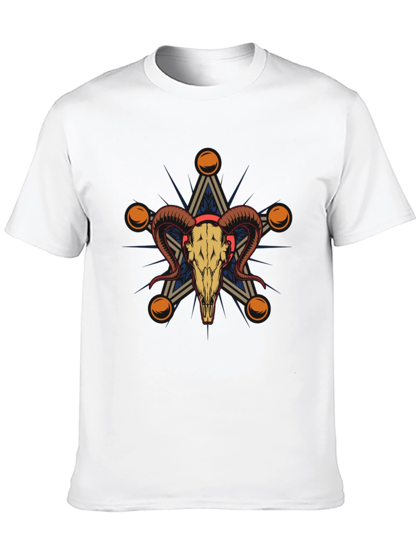 Ram Skull Star Graphic Tee - Unisex Black T-Shirt