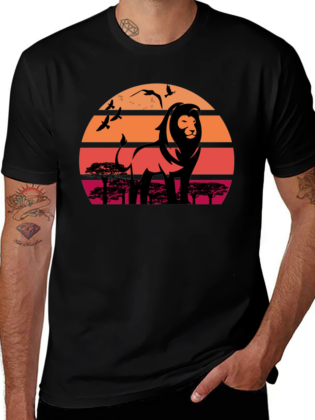 Lion Sunset Graphic T-Shirt