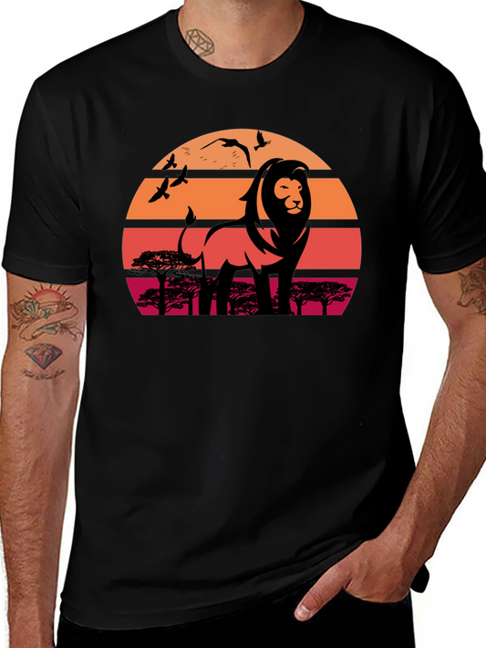 Lion Sunset Graphic T-Shirt