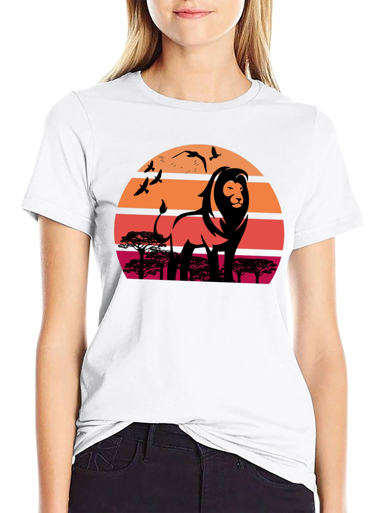 Lion Sunset Graphic T-Shirt