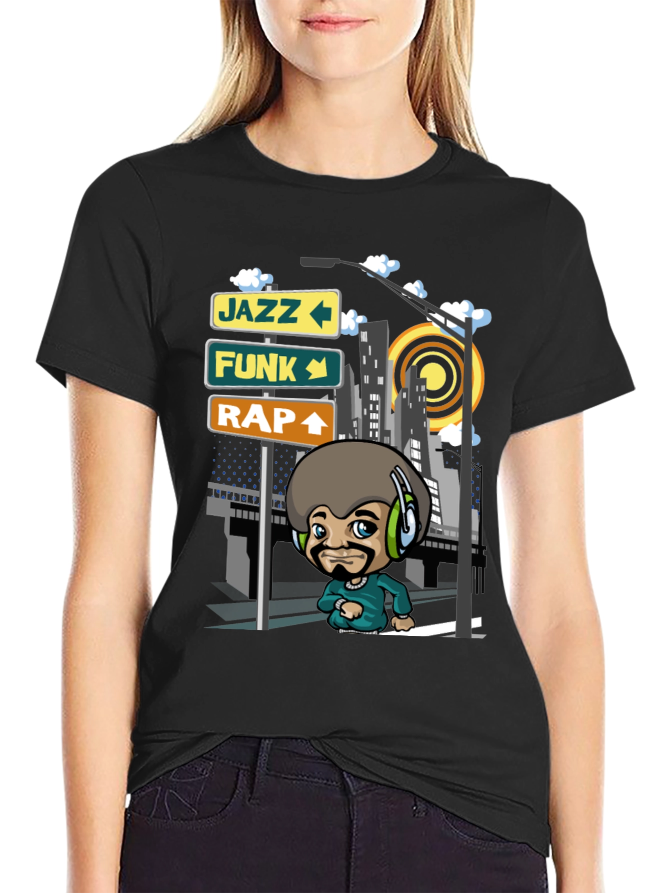 Cool Afro DJ Graphic T-Shirt - Jazz Funk Rap
