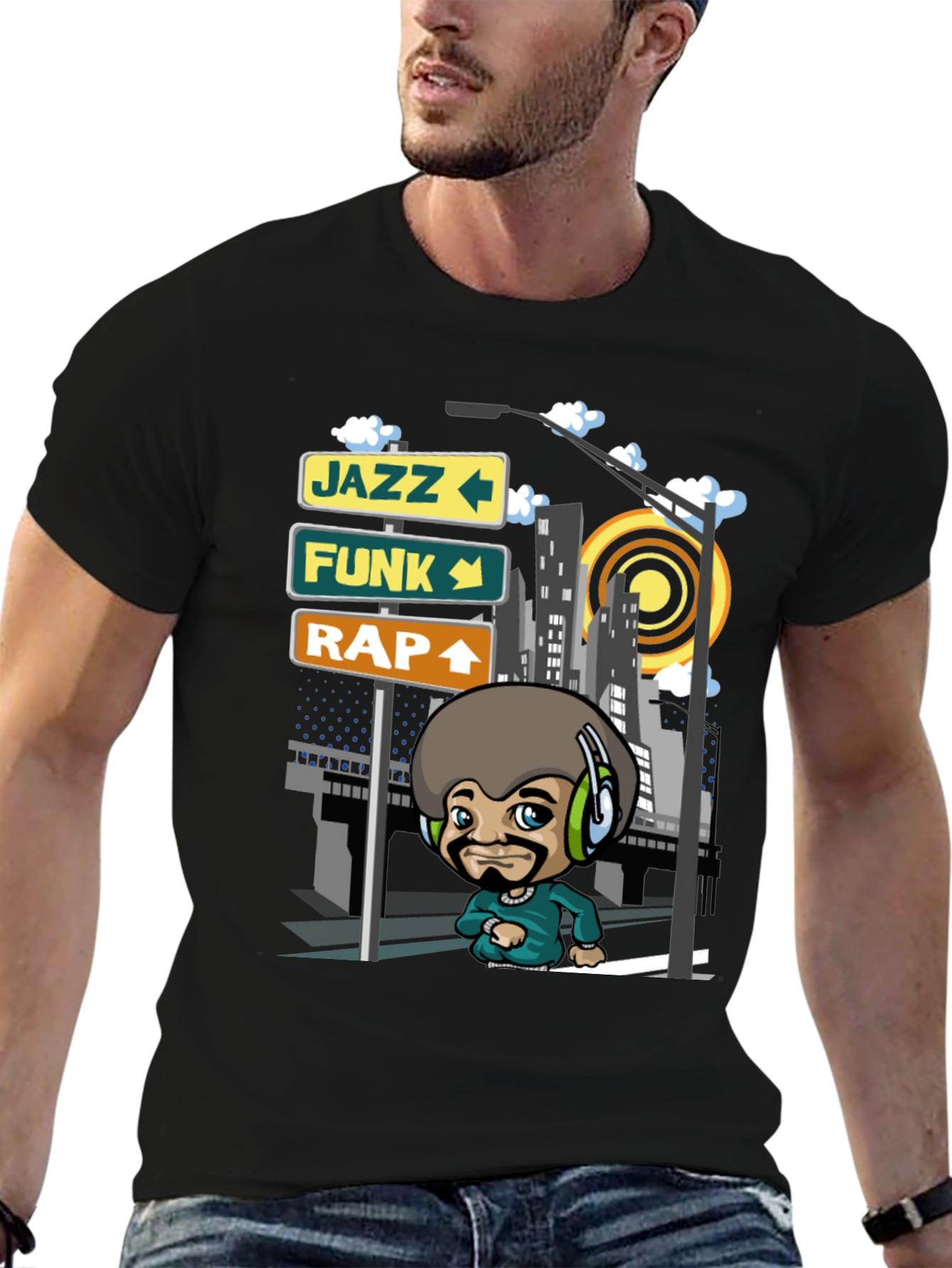 Cool Afro DJ Graphic T-Shirt - Jazz Funk Rap
