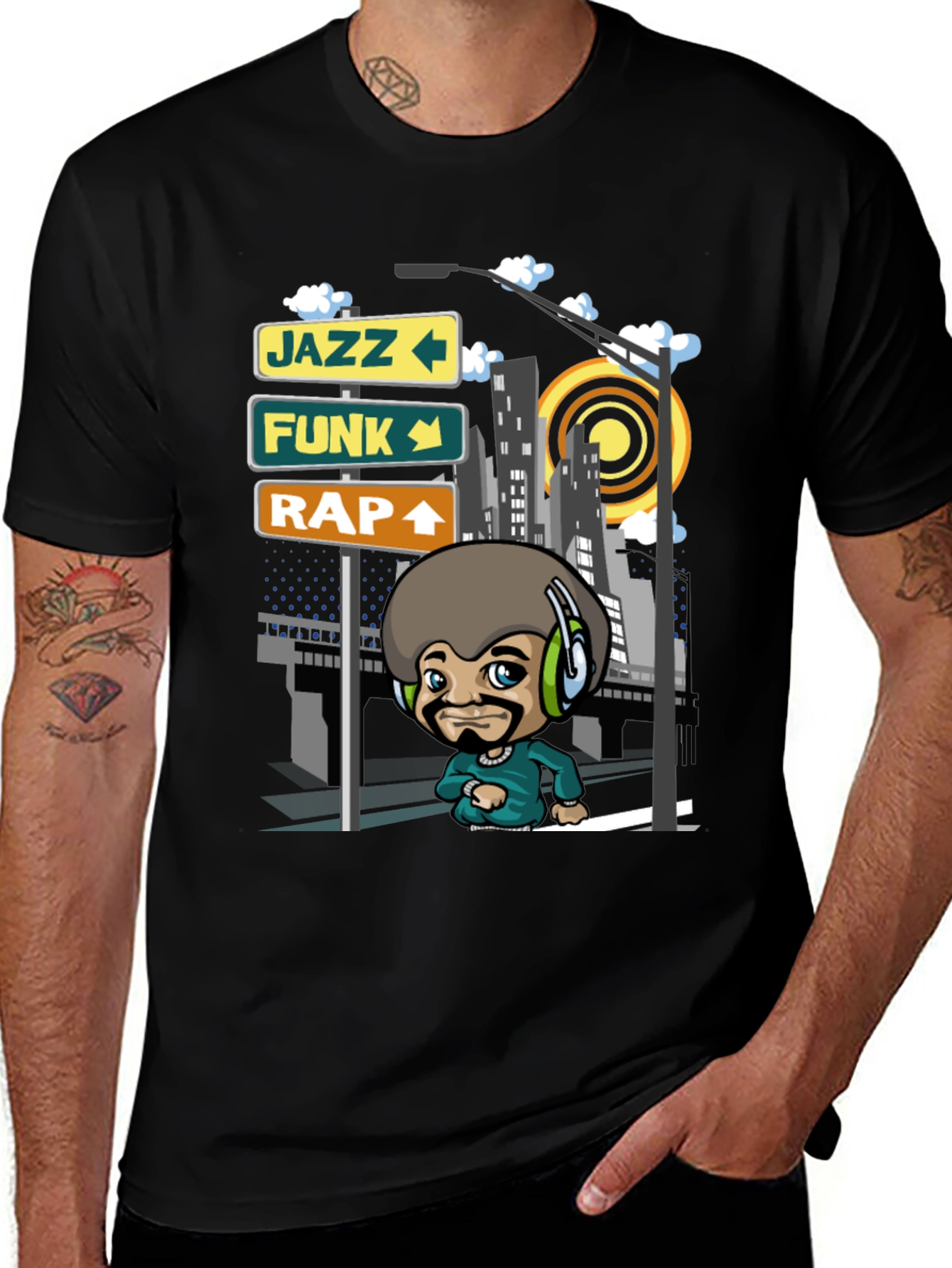Cool Afro DJ Graphic T-Shirt - Jazz Funk Rap