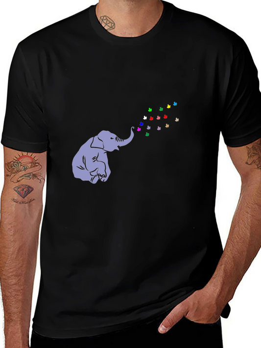 Elephant Butterfly T-Shirt - Black Cotton Tee