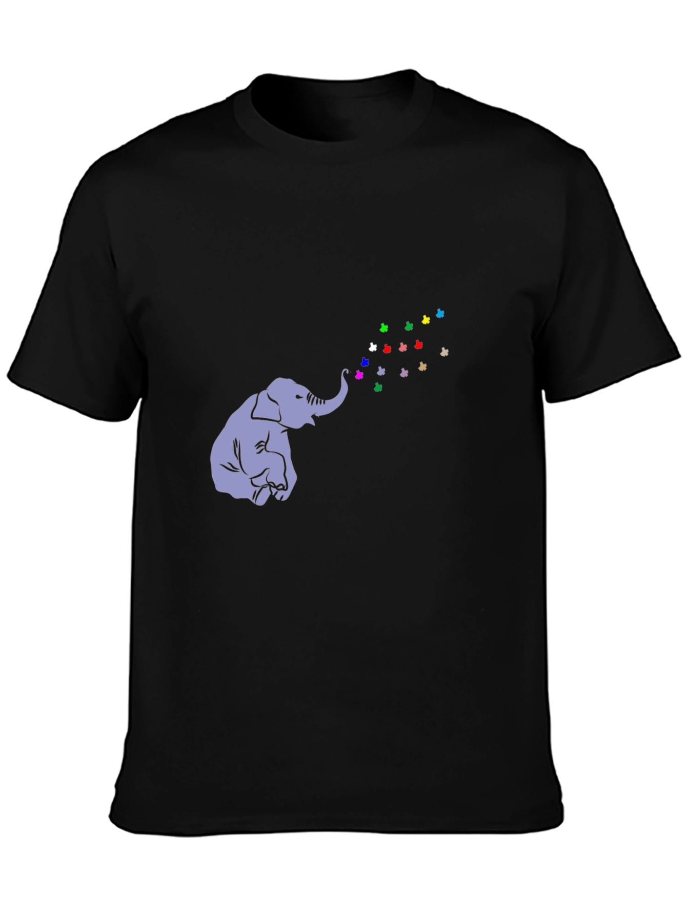 Elephant Butterfly T-Shirt - Black Cotton Tee