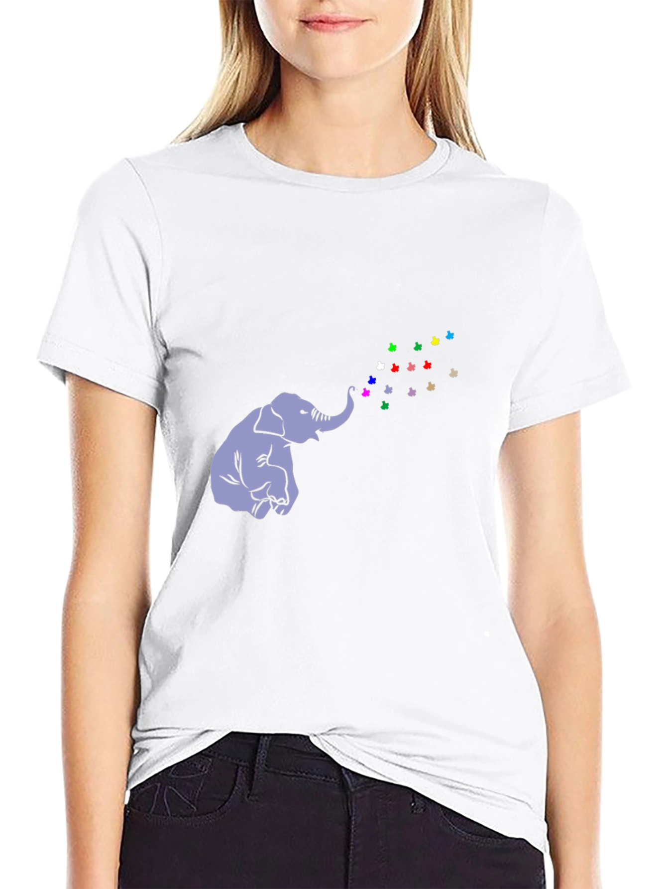 Elephant Butterfly T-Shirt - Black Cotton Tee