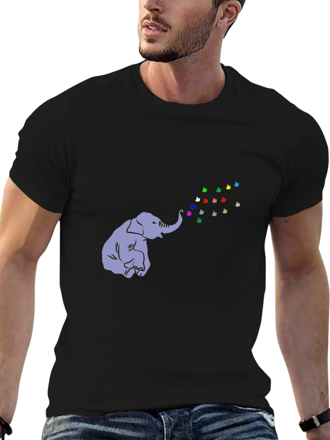 Elephant Butterfly T-Shirt - Black Cotton Tee