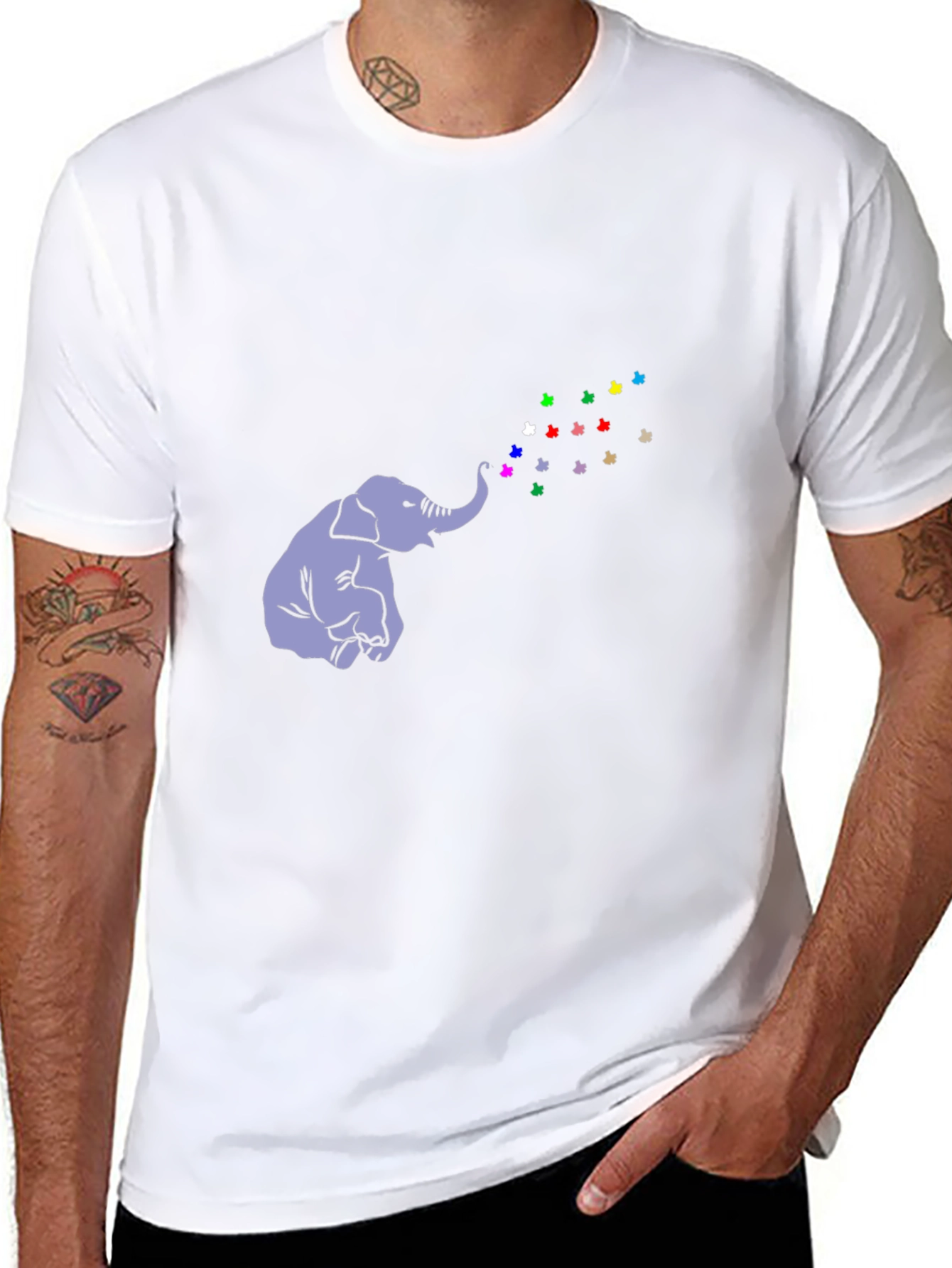 Elephant Butterfly T-Shirt - Black Cotton Tee