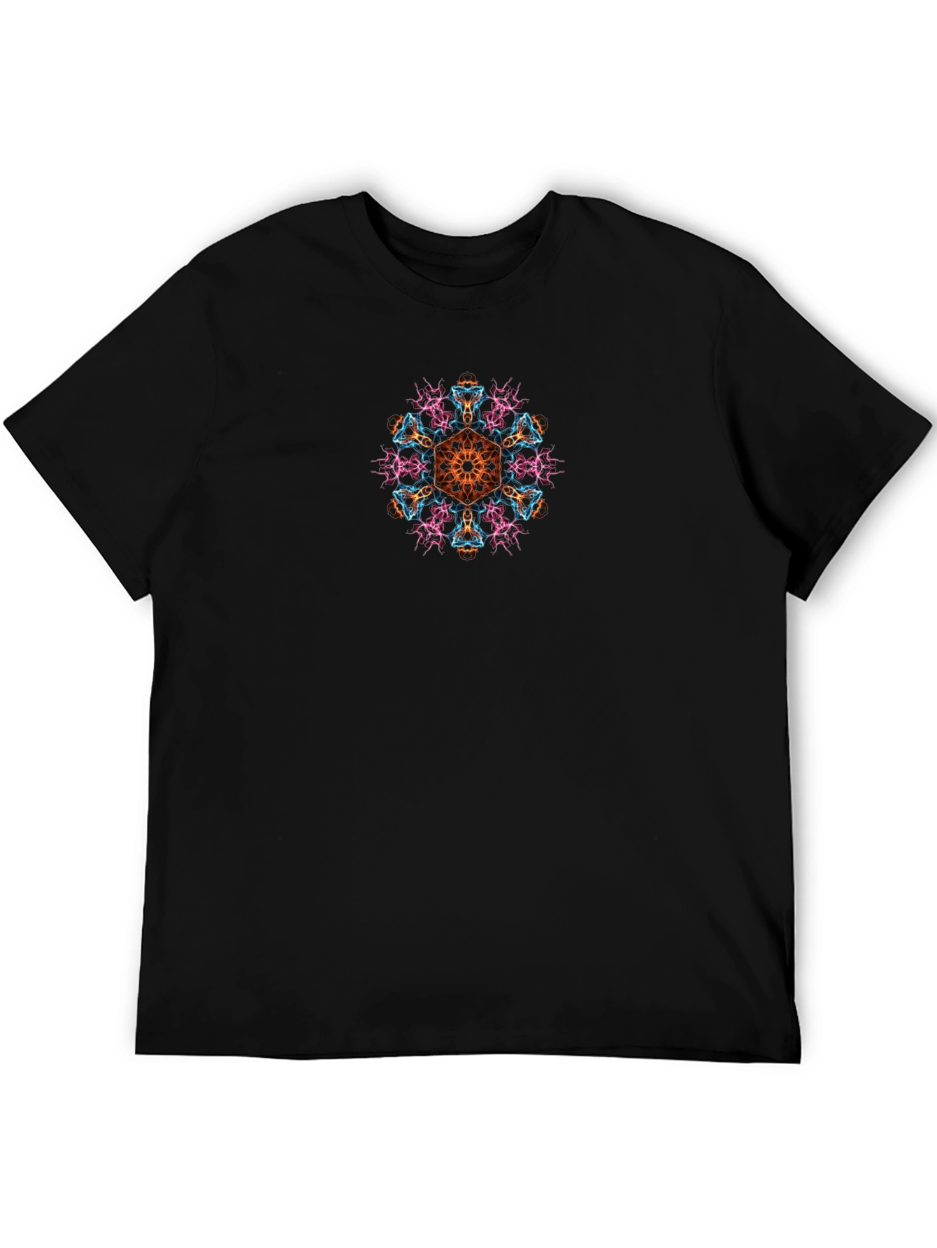 Geometric Mandala Graphic Tee - Black