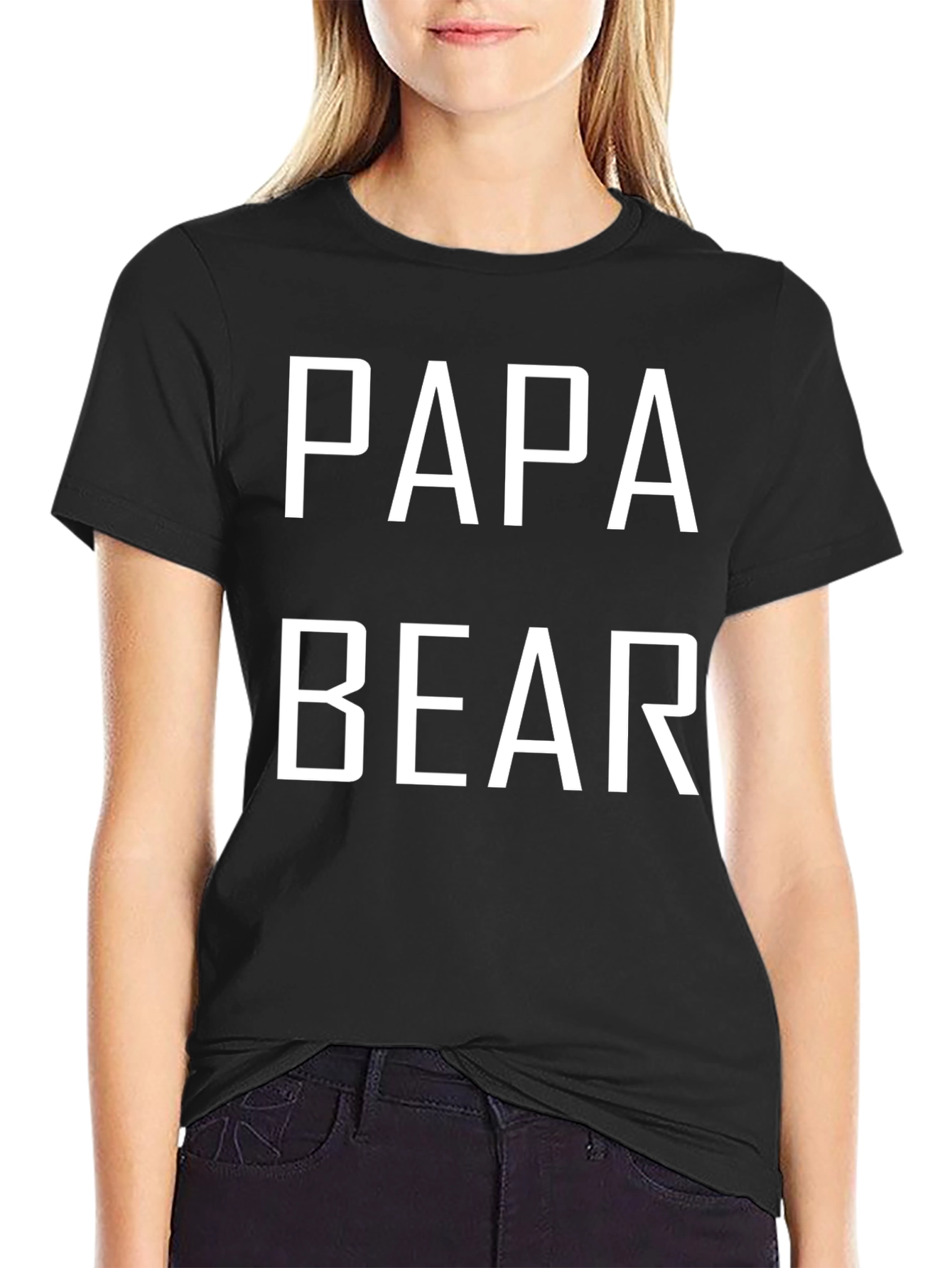 Papa Bear Graphic Tee - Black Crew Neck T-Shirt