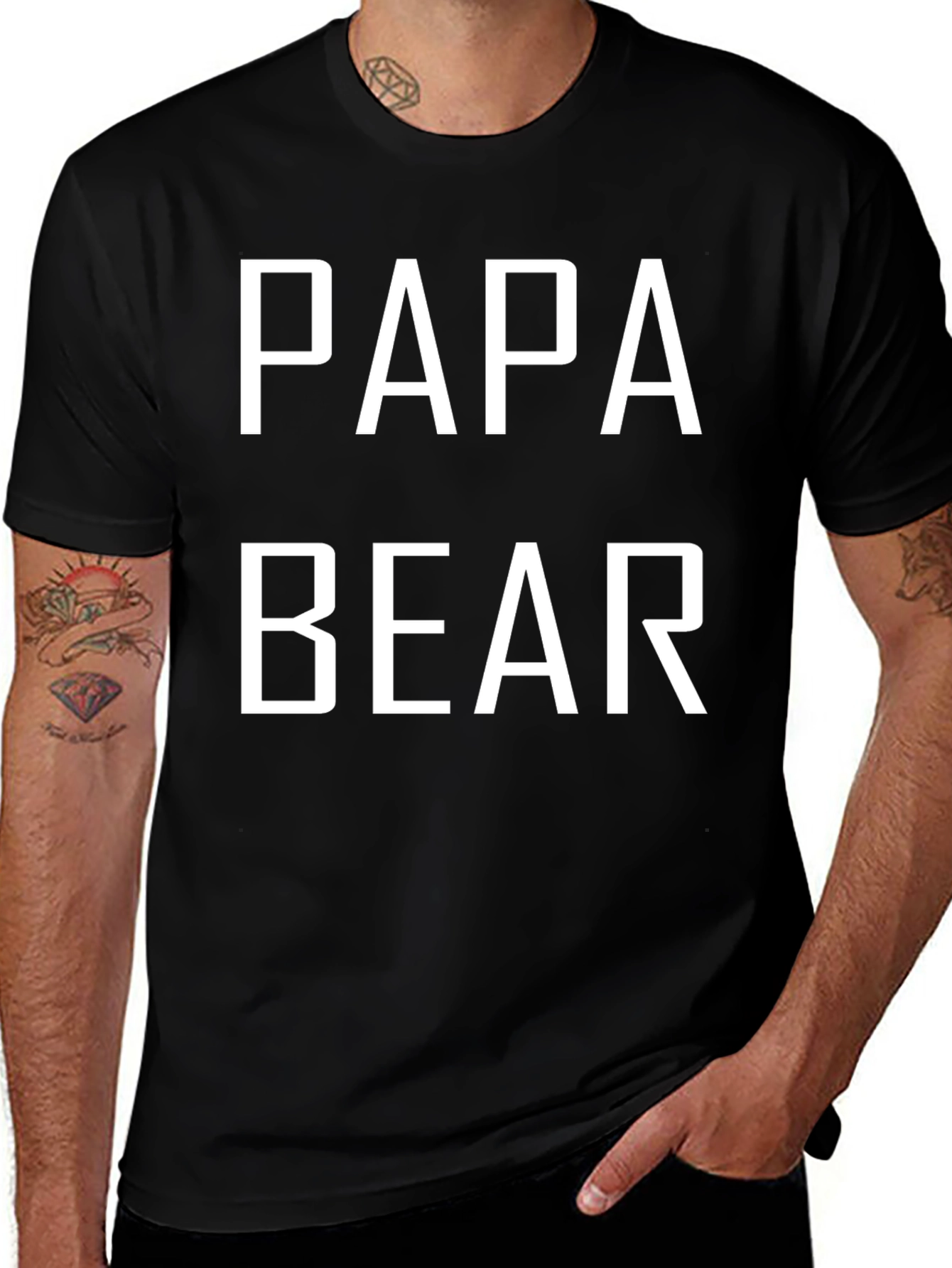 Papa Bear Graphic Tee - Black Crew Neck T-Shirt