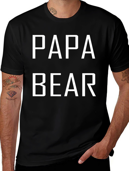 Papa Bear Graphic Tee - Black Crew Neck T-Shirt