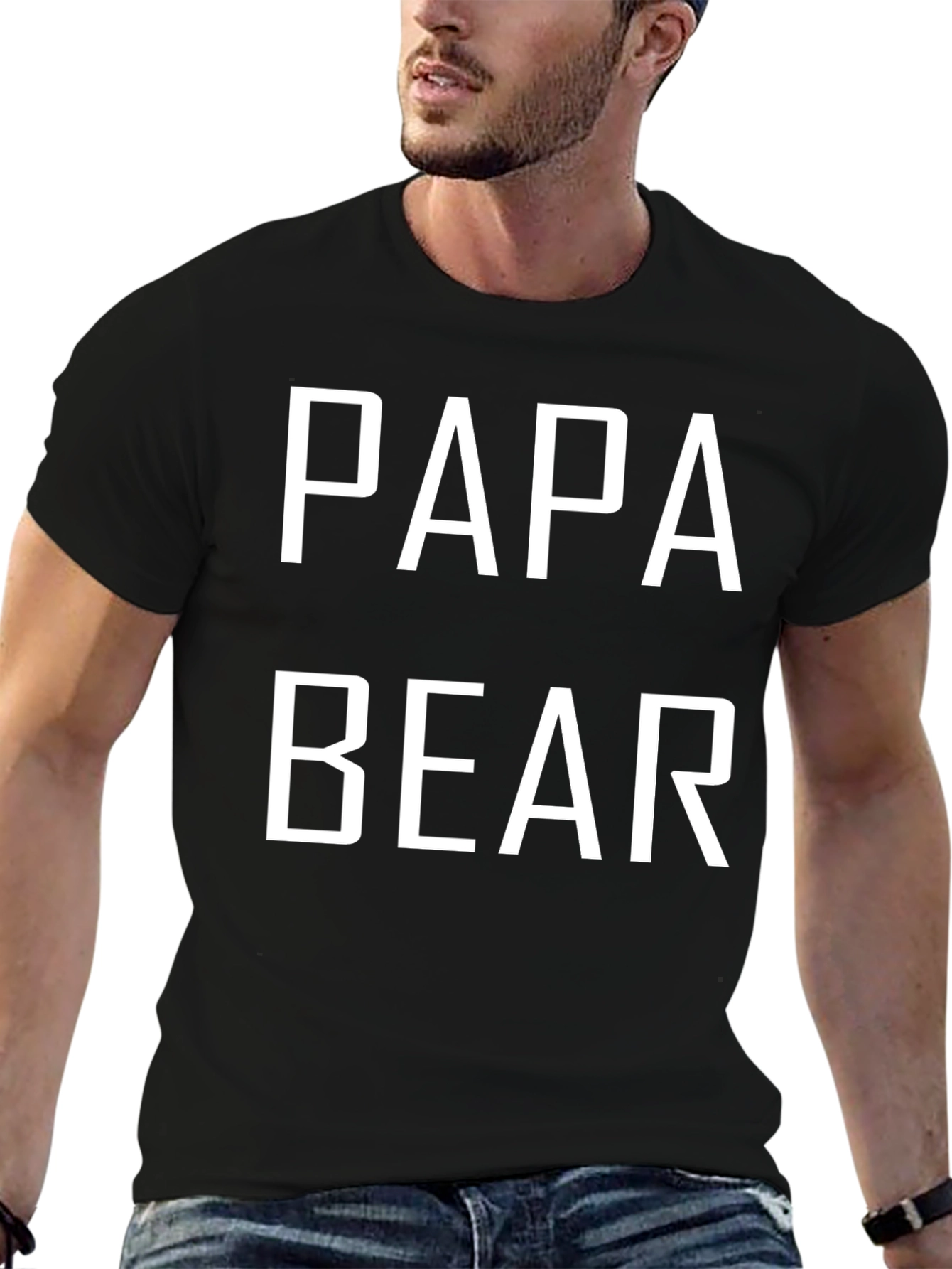 Papa Bear Graphic Tee - Black Crew Neck T-Shirt