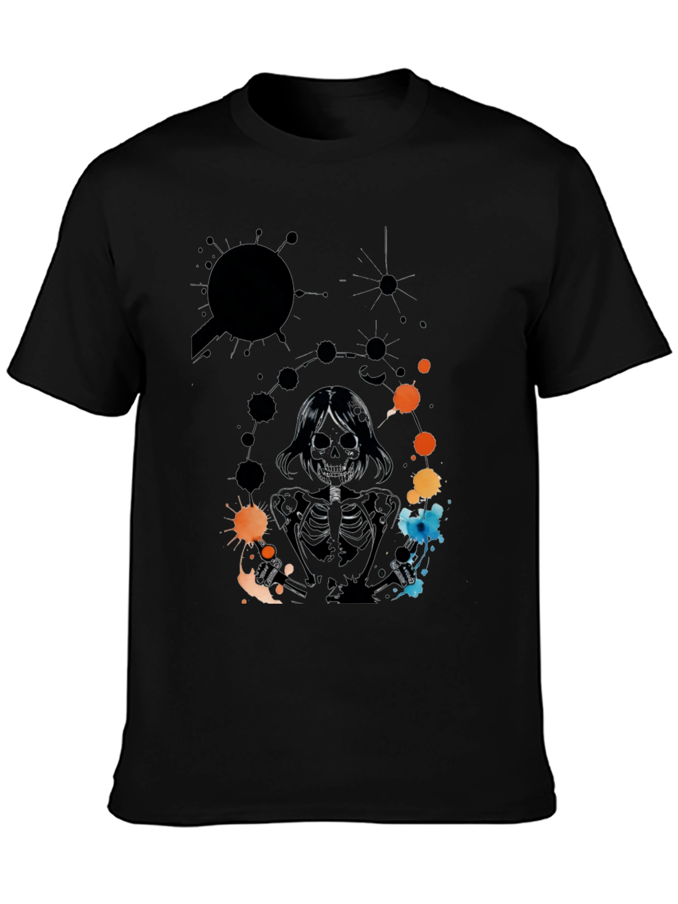 Skeleton Print Black T-Shirt