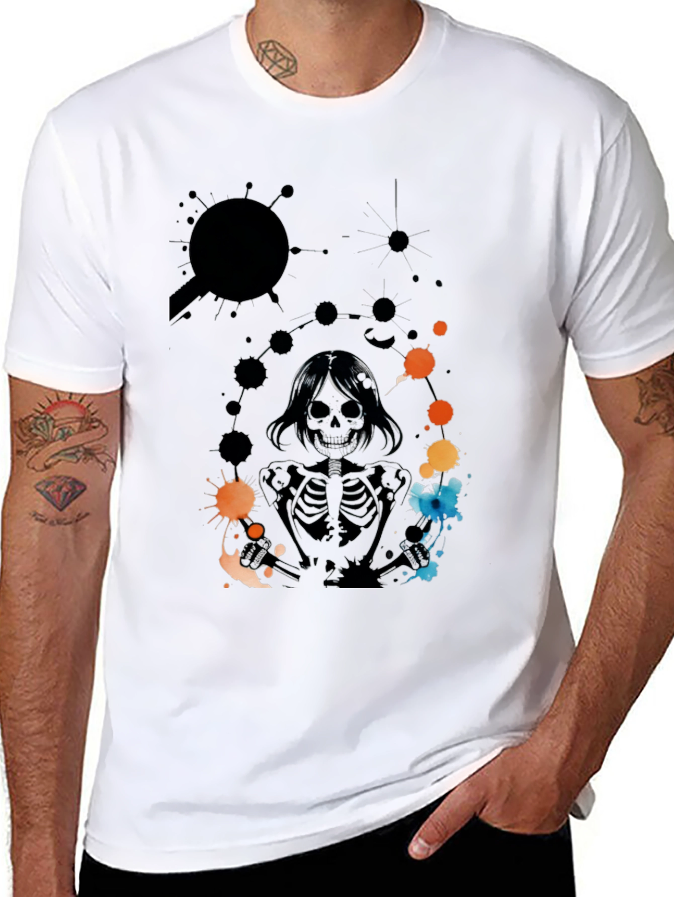Skeleton Print Black T-Shirt