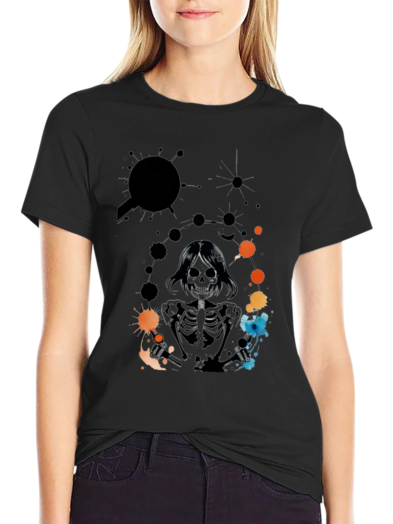 Skeleton Print Black T-Shirt