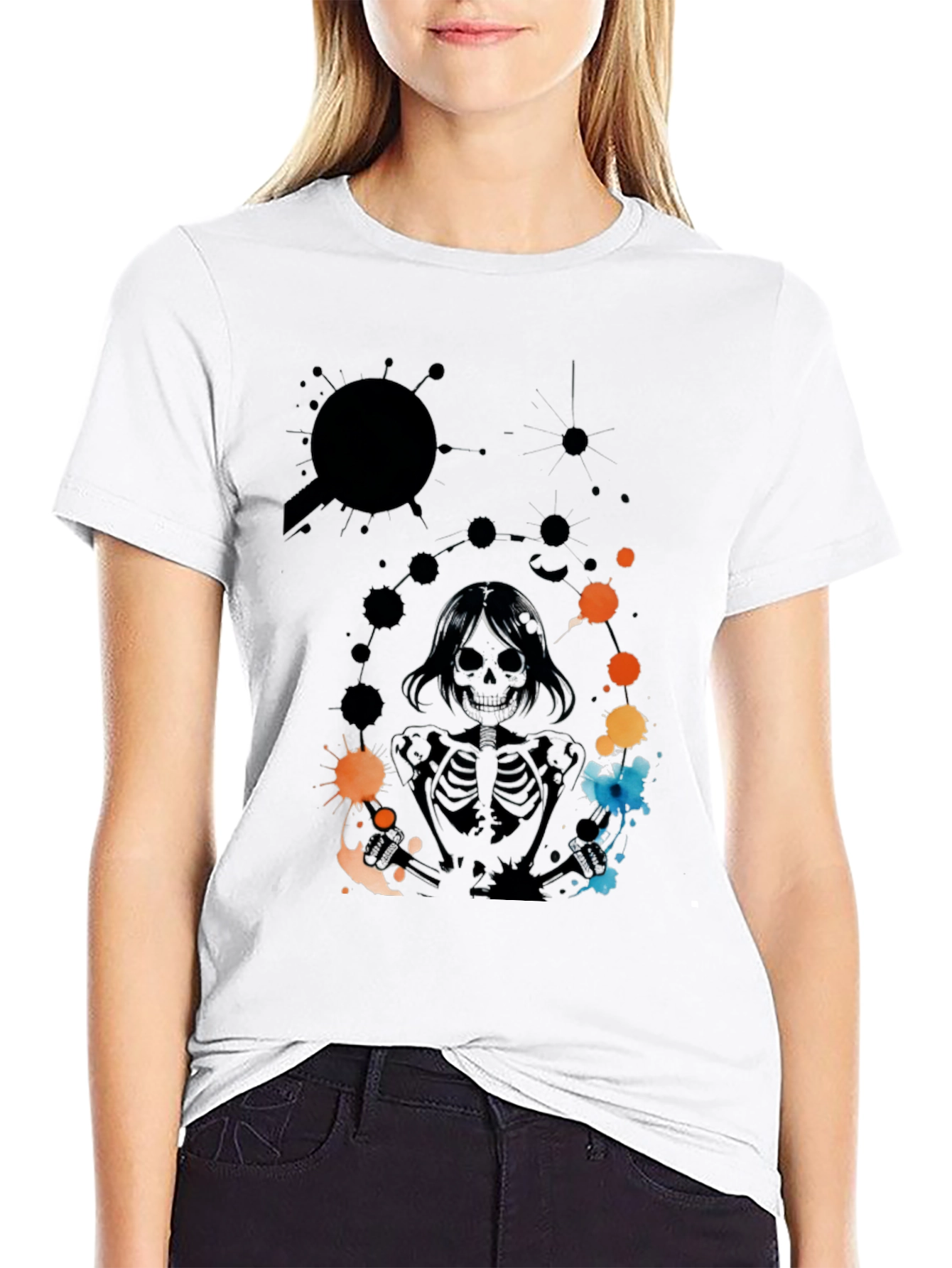 Skeleton Print Black T-Shirt