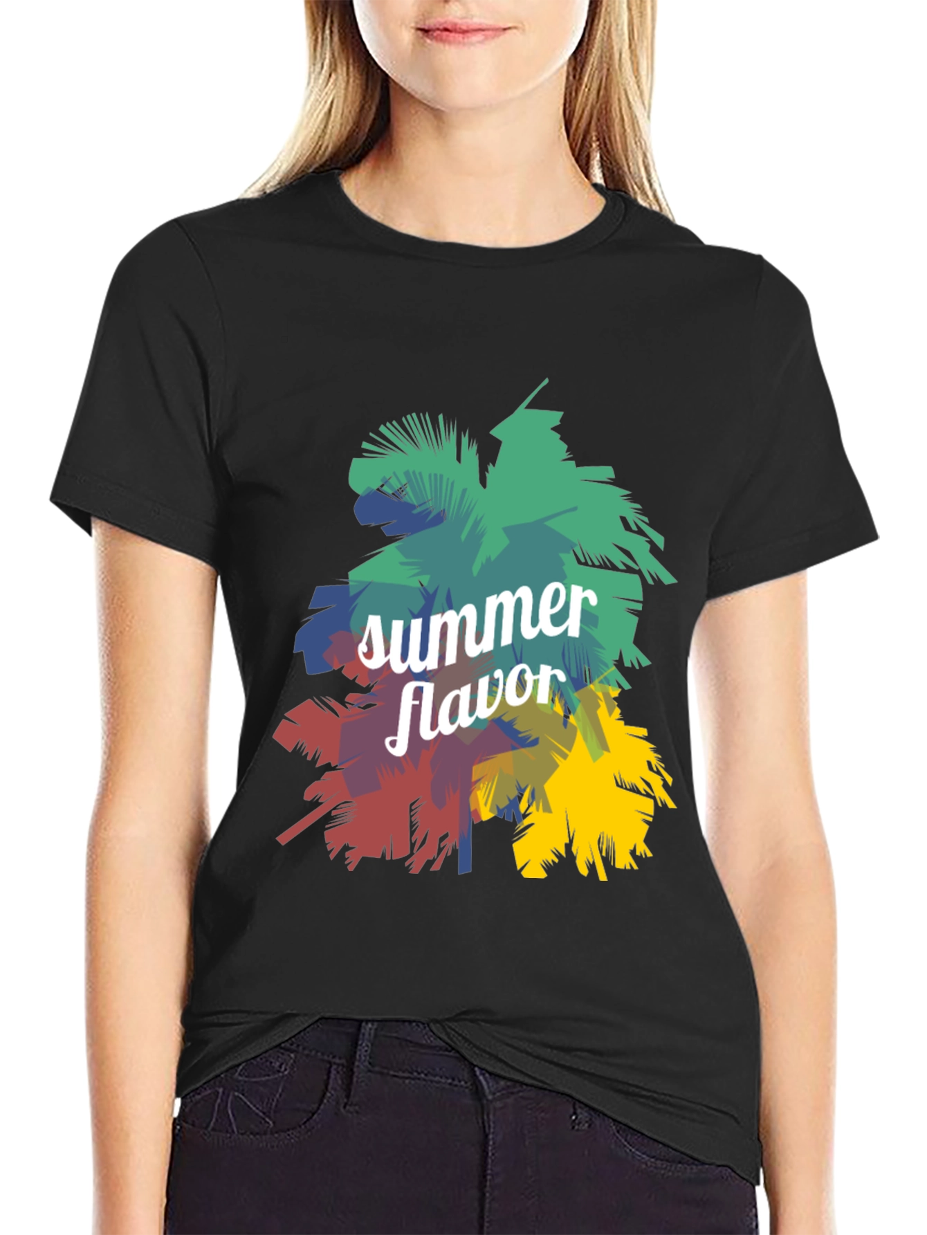 Summer Flavor Graphic Print Black T-Shirt