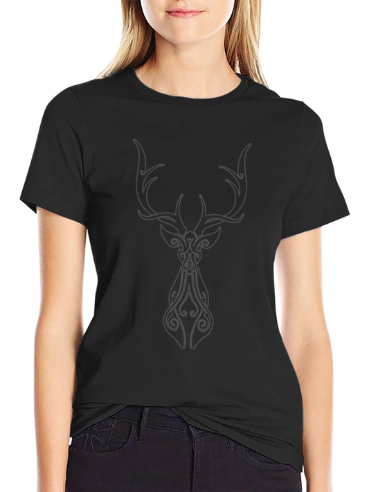Stylish Black T-Shirt with Deer Design