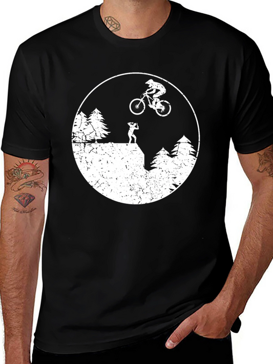 Mountain Biker Silhouette Black T-Shirt