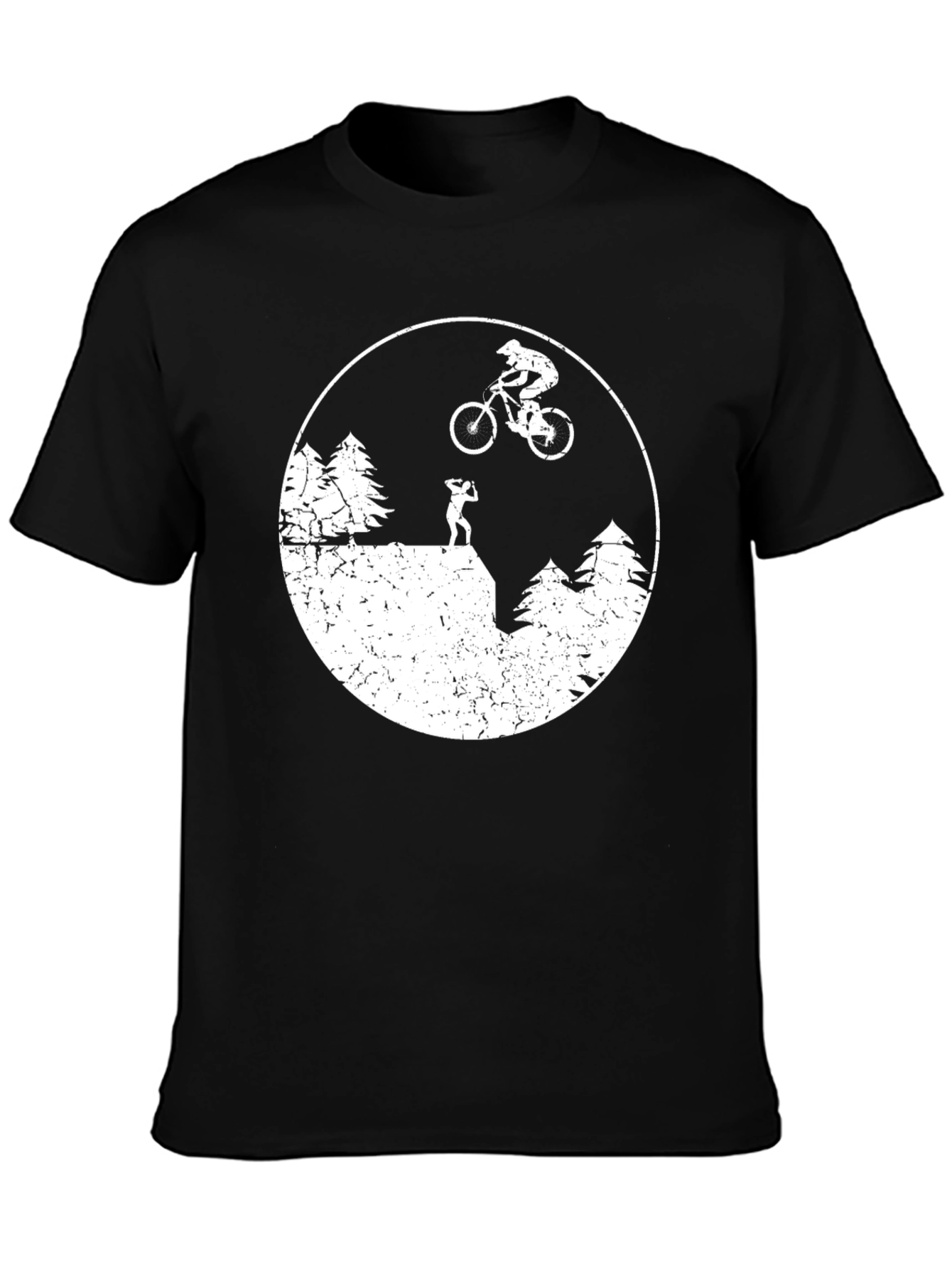 Mountain Biker Silhouette Black T-Shirt
